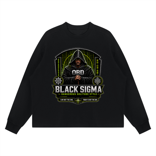Black Sigma Unisex Waffle Boxy Long Sleeve T-Shirt