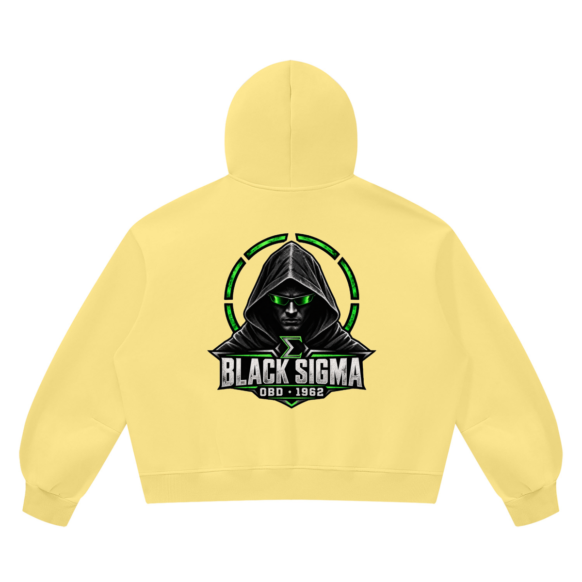 Black Sigma OBD 1962 Vintage Wash Boxy Fleece Hoodie