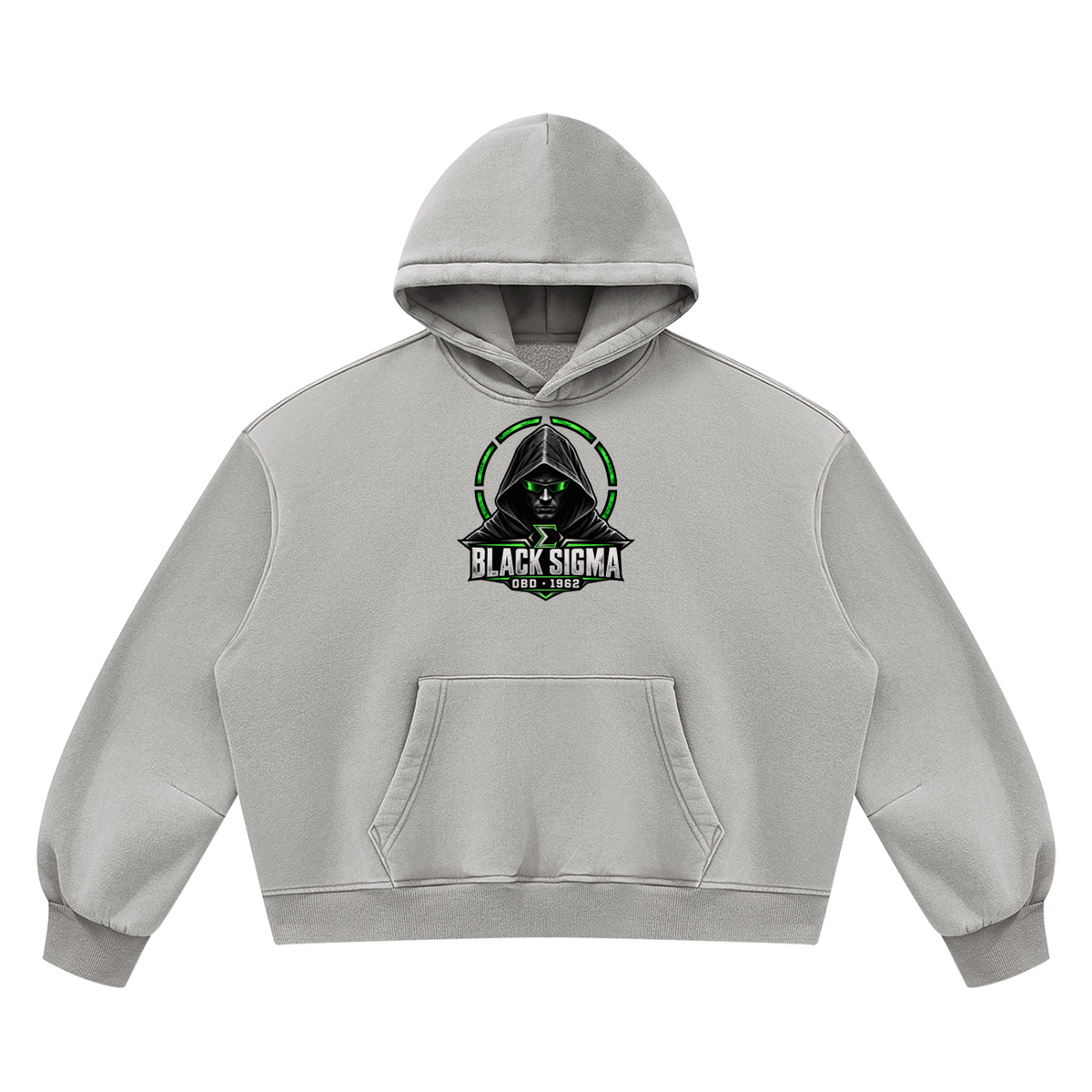 Black Sigma OBD 1962 Vintage Wash Boxy Fleece Hoodie
