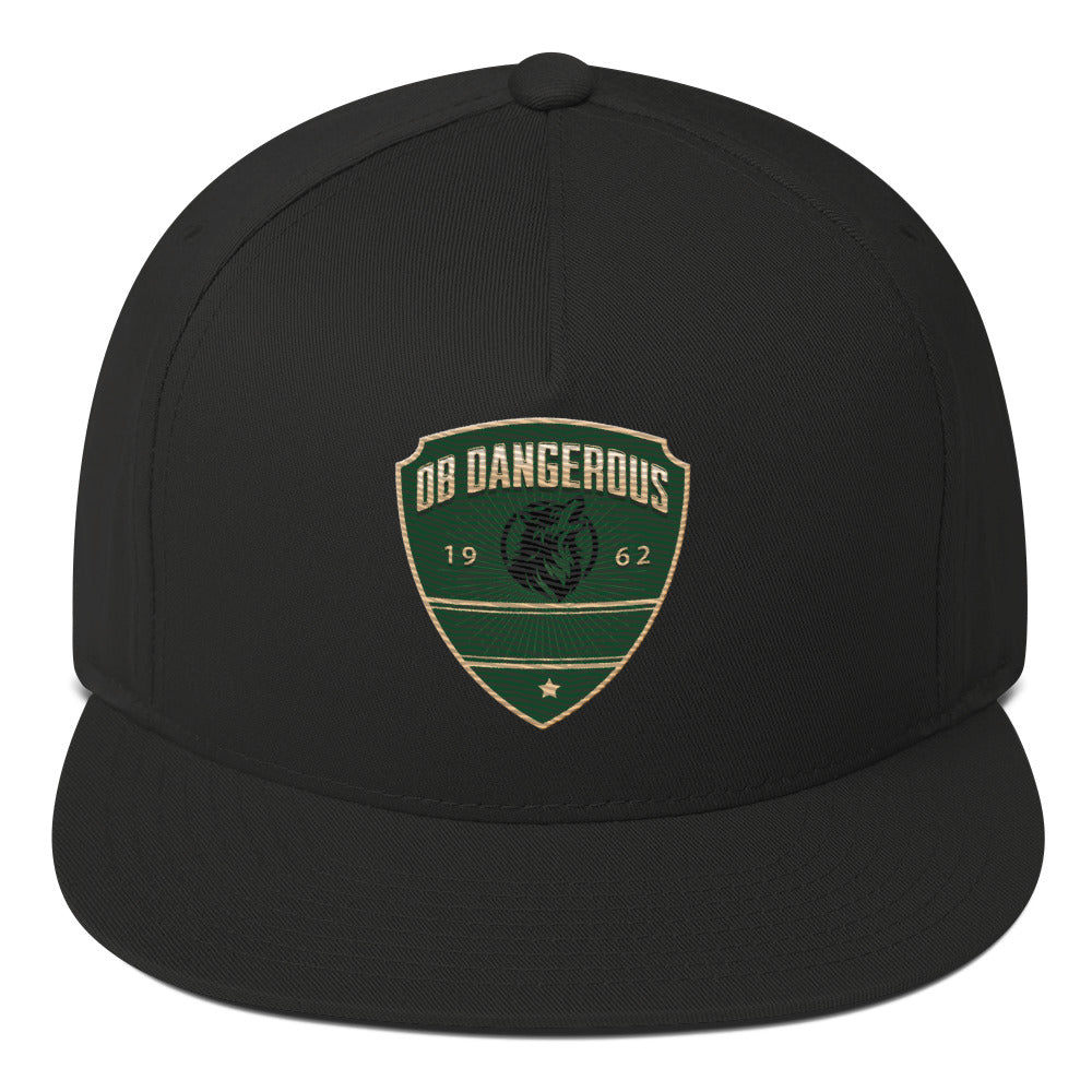 OBDangerous Green Wolf Logo Flat Bill Cap