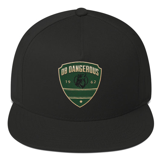 OBDangerous Green Wolf Logo Flat Bill Cap