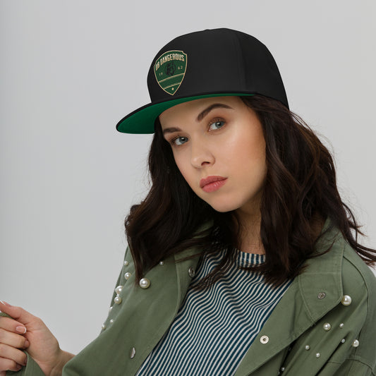 OBDangerous Designed Green Wolf Logo Flat Bill Cap