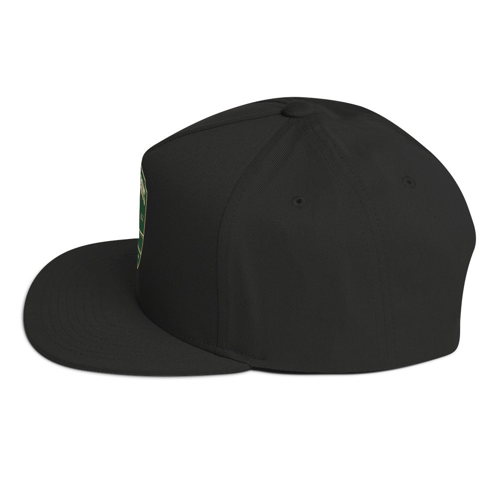 OBDangerous Green Wolf Logo Flat Bill Cap