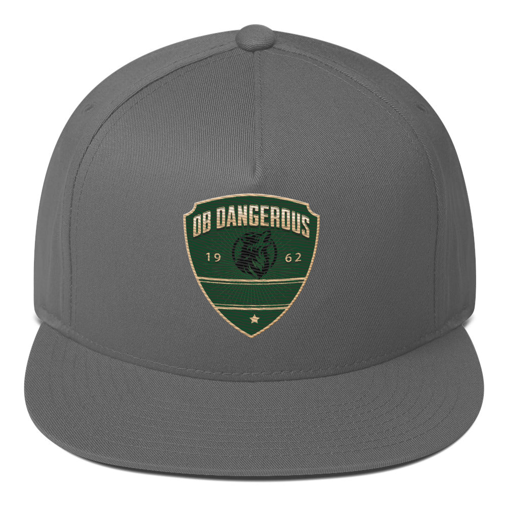 OBDangerous Green Wolf Logo Flat Bill Cap