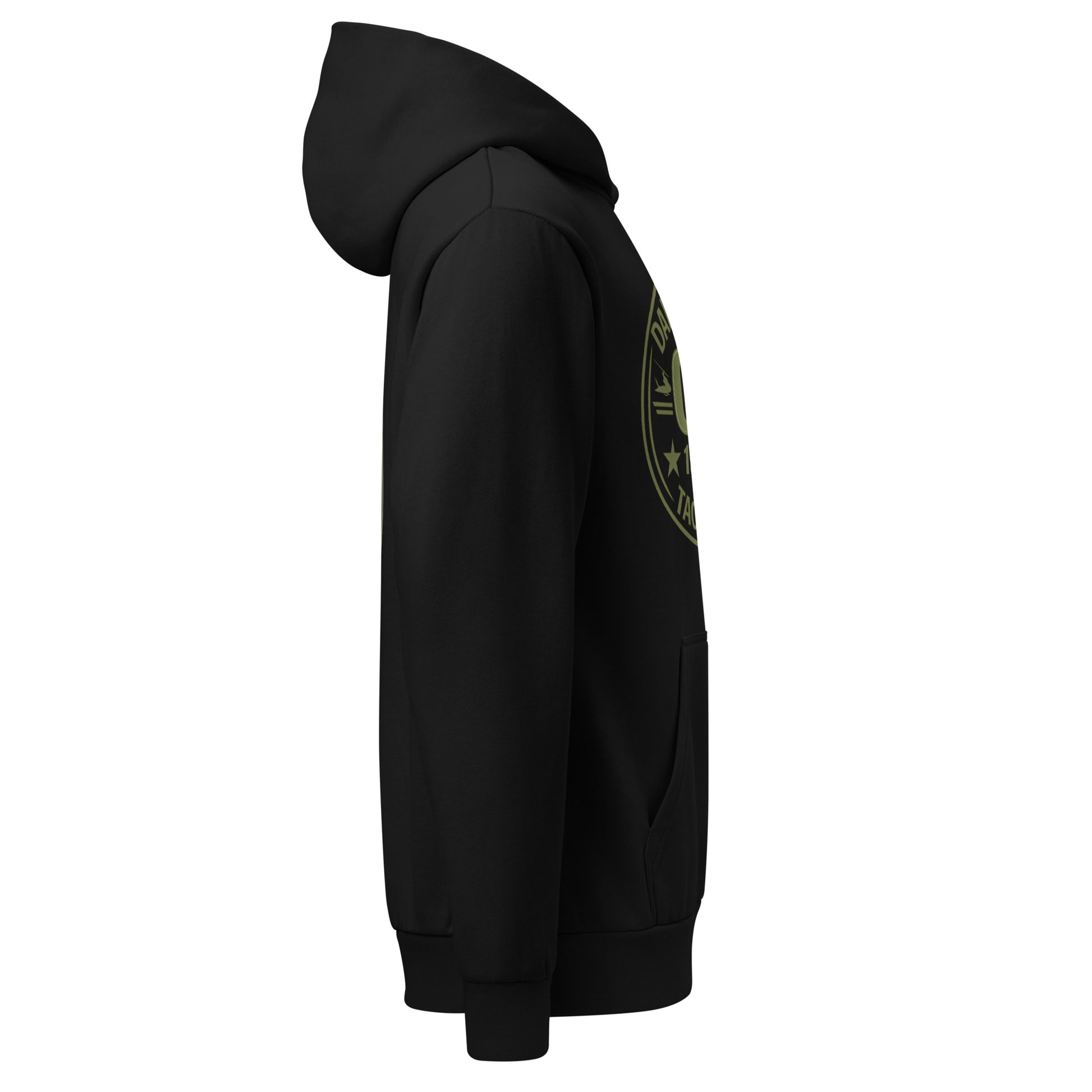 Black Retro Urban hoodie T-shirt by OB DANGEROUS, featuring street style design and comfortable fit, shown from the right side.