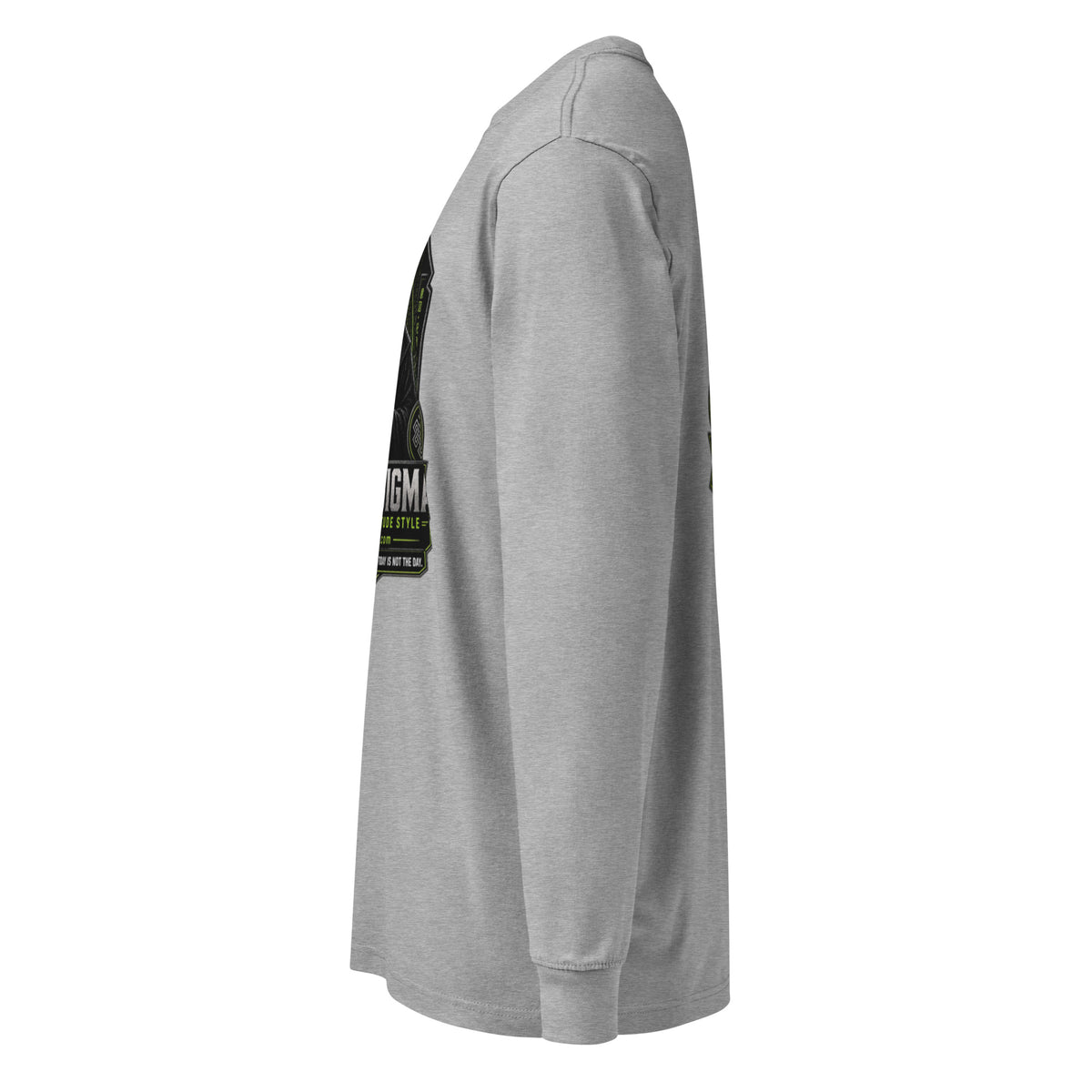Black Sigma men's heavyweight long sleeve T-shirt in carbon grey, featuring a relaxed fit and soft fabric for gym and street wear.