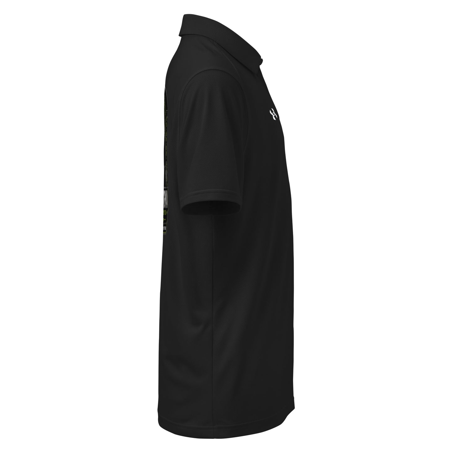 Black Under Armour men's polo shirt with embroidery detail, designed for gym and streetwear, by OB DANGEROUS.