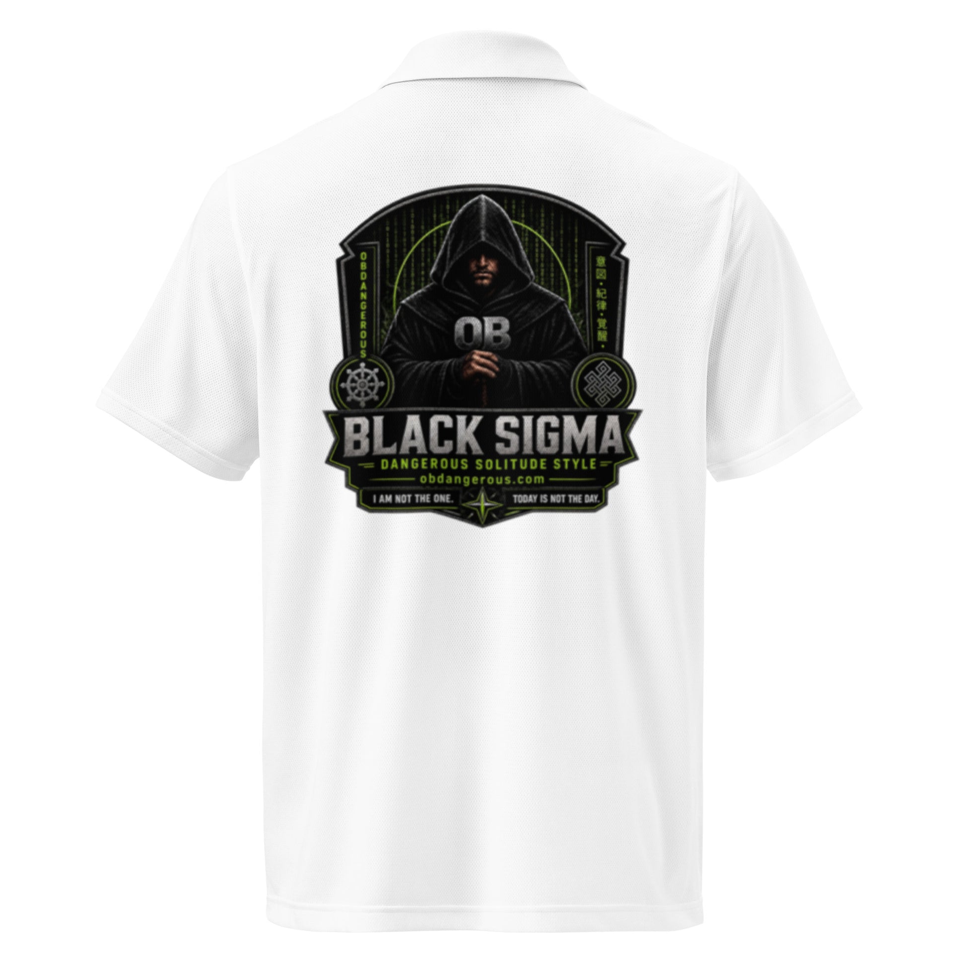 Black Sigma OBD Under Armour men's polo with embroidered logo, visible back design, made for gym, street, and everyday wear.