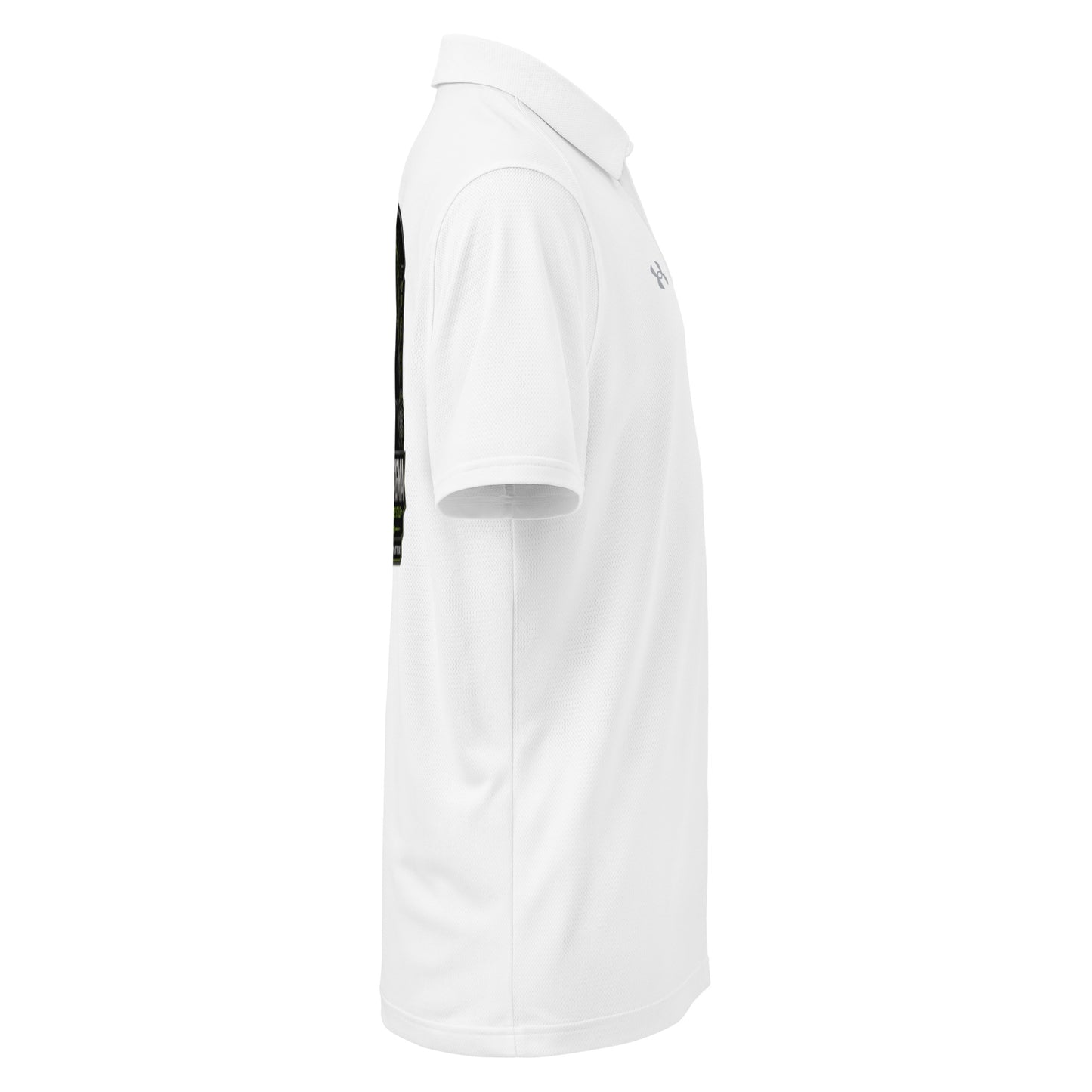 Black Under Armour men's polo shirt with embroidered Sigma OBD Dangerous logo, designed for gym, street, and casual wear.
