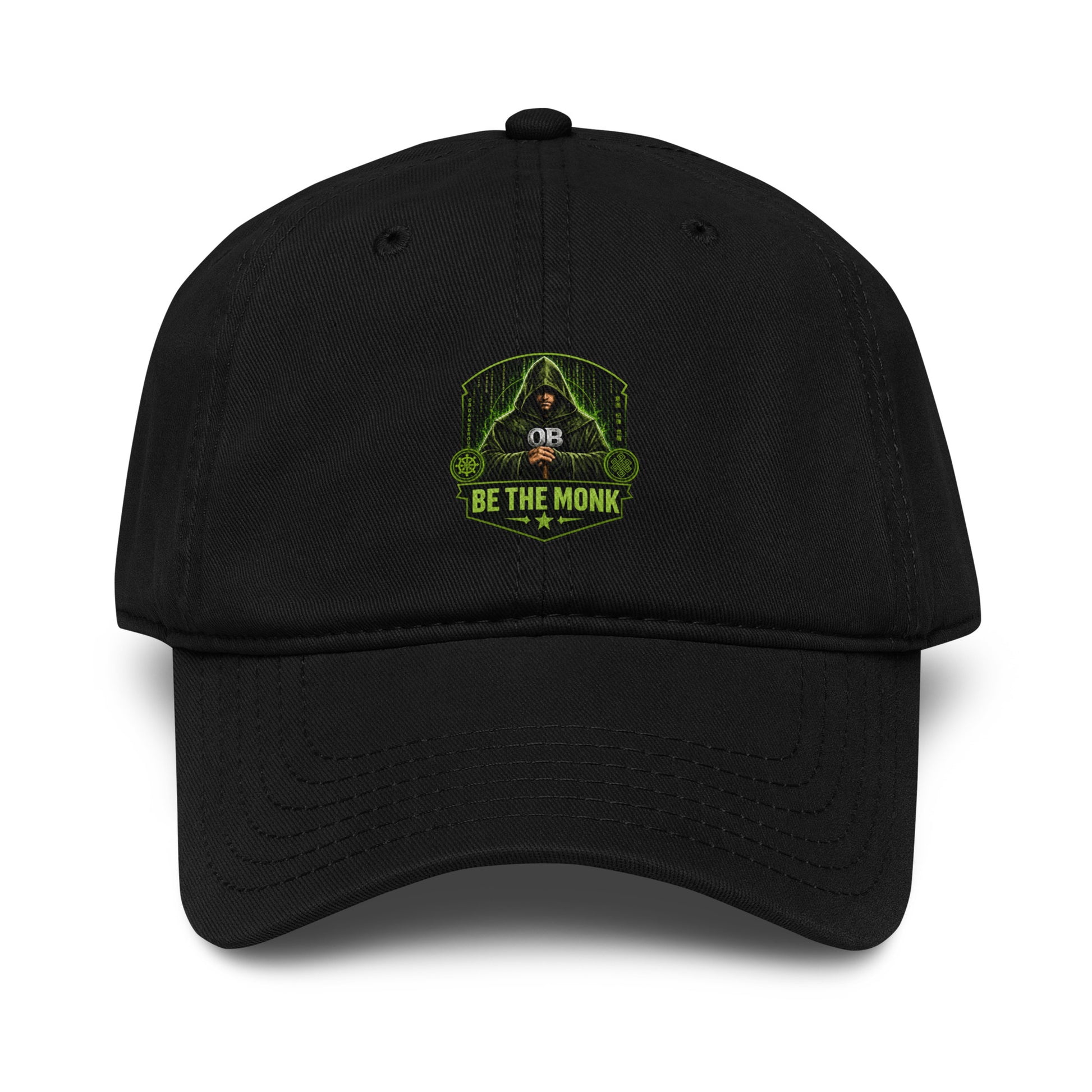 OB DANGEROUS Be The Monk washed baseball cap in black, featuring a front embroidered design, suitable for gym and streetwear styles.