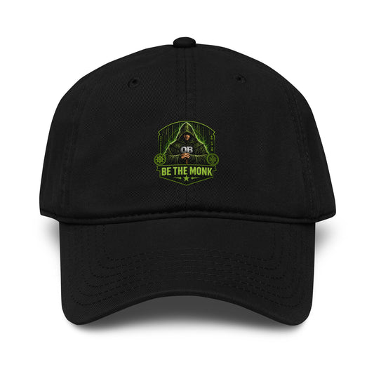 OB DANGEROUS Be The Monk washed baseball cap in black, featuring a front embroidered design, suitable for gym and streetwear styles.