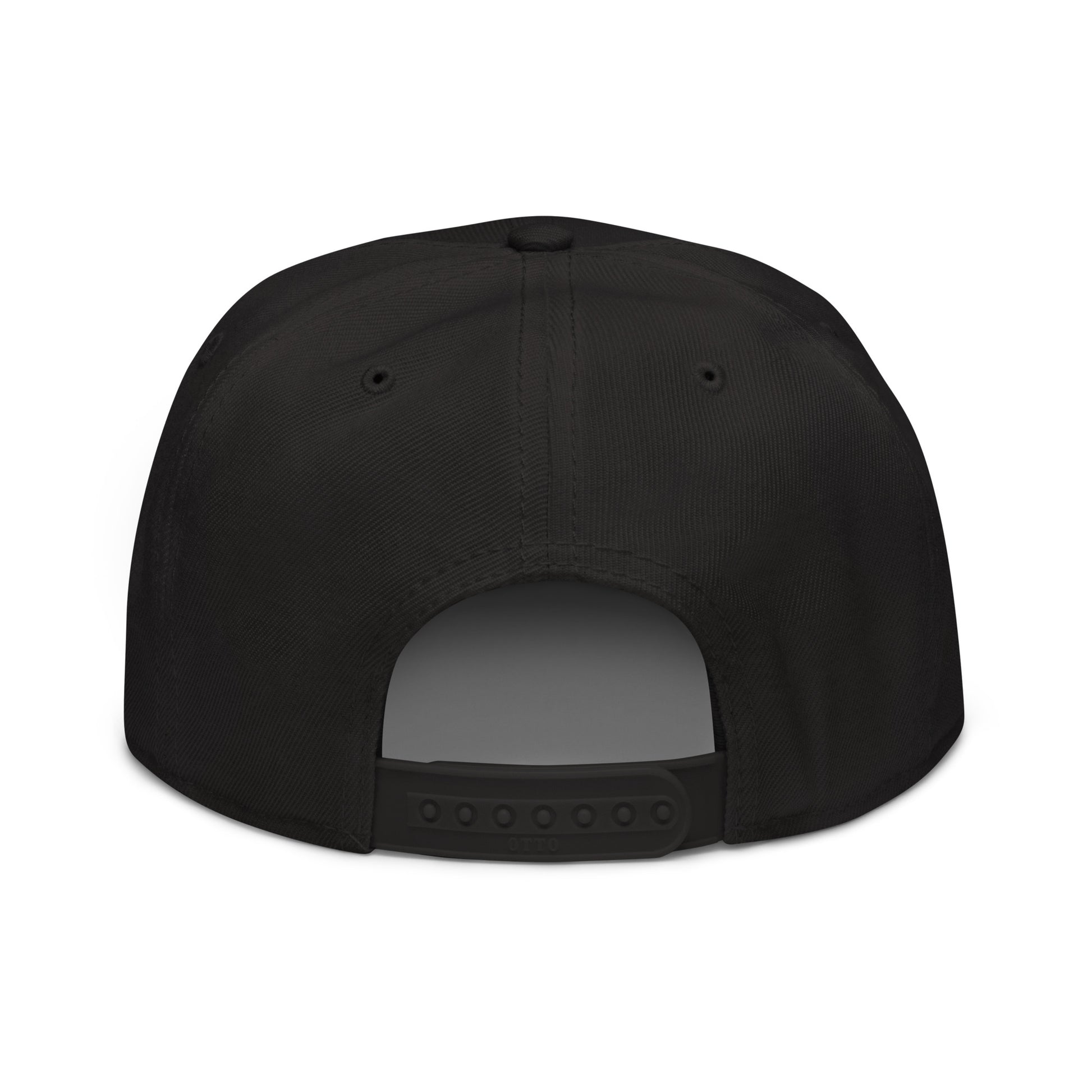 Black embroidered snapback hat by OB DANGEROUS, featuring detailed embroidery design, perfect for gym, street, and casual wear.