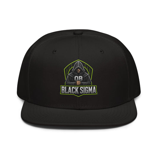 Black Sigma OBD Dangerous embroidery snapback hat with flat brim, designed for gym, street, and casual wear.