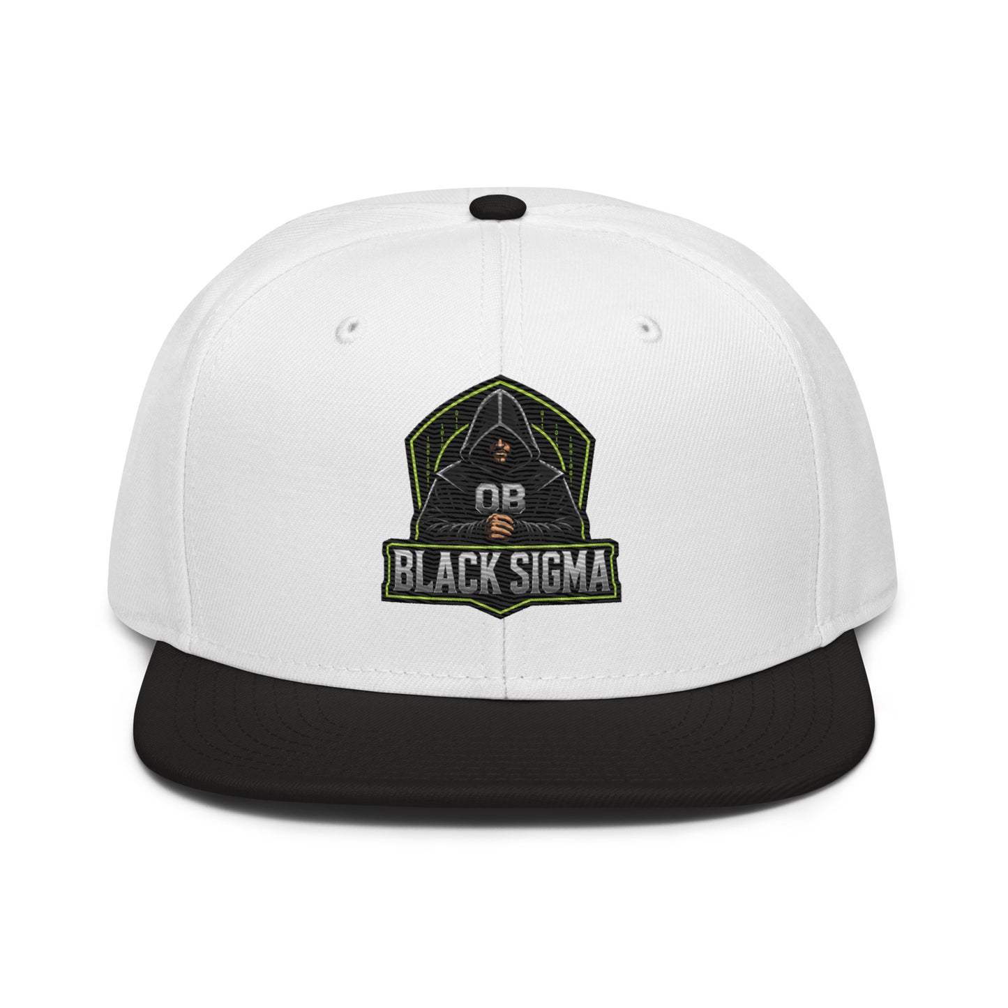 Black Sigma OBD Dangerous embroidered snapback hat with white front panel and adjustable fit, designed for gym and street style.