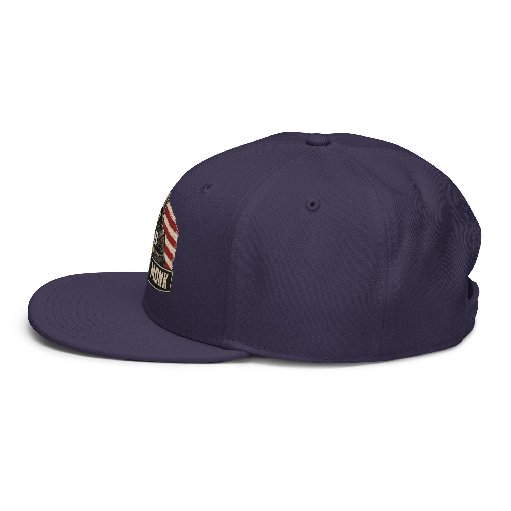 Navy blue Be The Monk OB Dangerous embroidery snapback hat with left-side design, stylish accessory for gym and streetwear.
