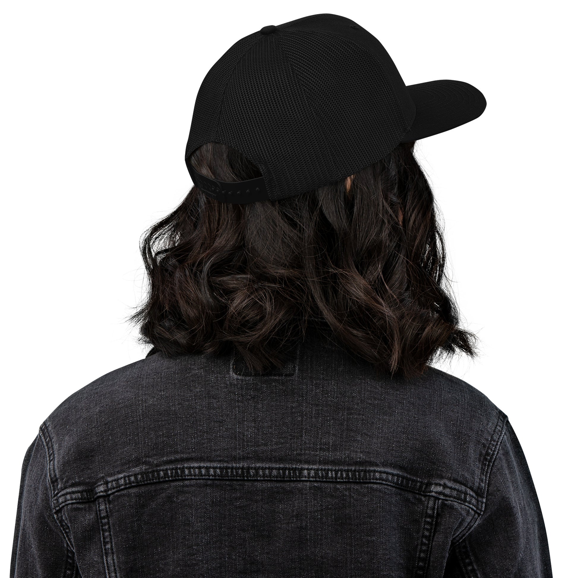 Black OB DANGEROUS OBD62 Trucker Cap with embroidered design, snapback style, suitable for gym, street, and casual wear.