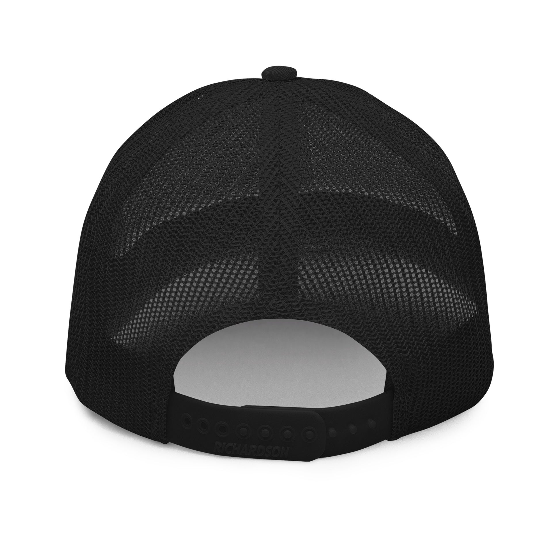 Black Sigma OBD Trucker Cap with embroidered design, snapback style, suitable for gym, streetwear, and casual wear.