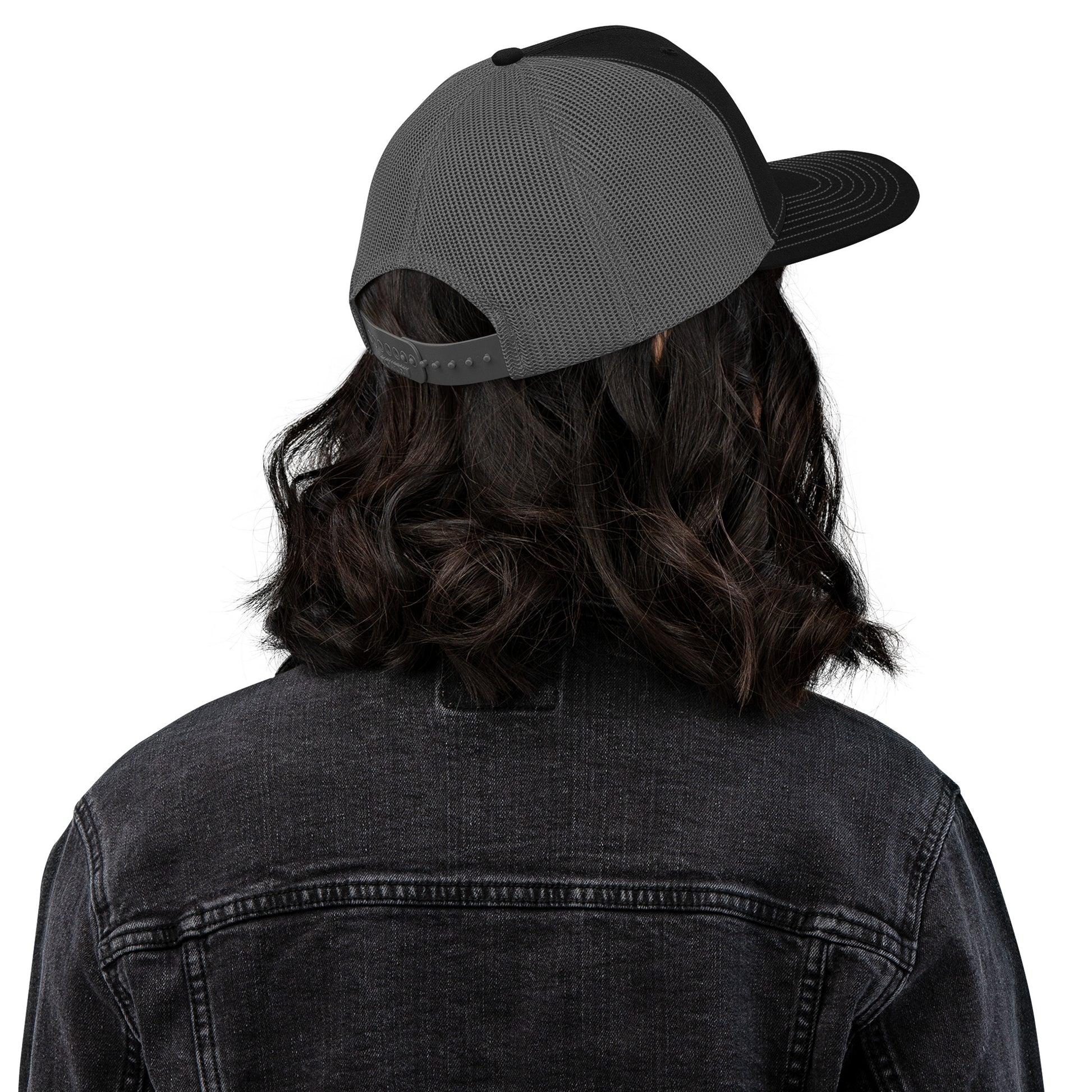 Black OB DANGEROUS embroidered trucker cap with snapback closure, featuring a stylish design for gym, street, and casual wear.