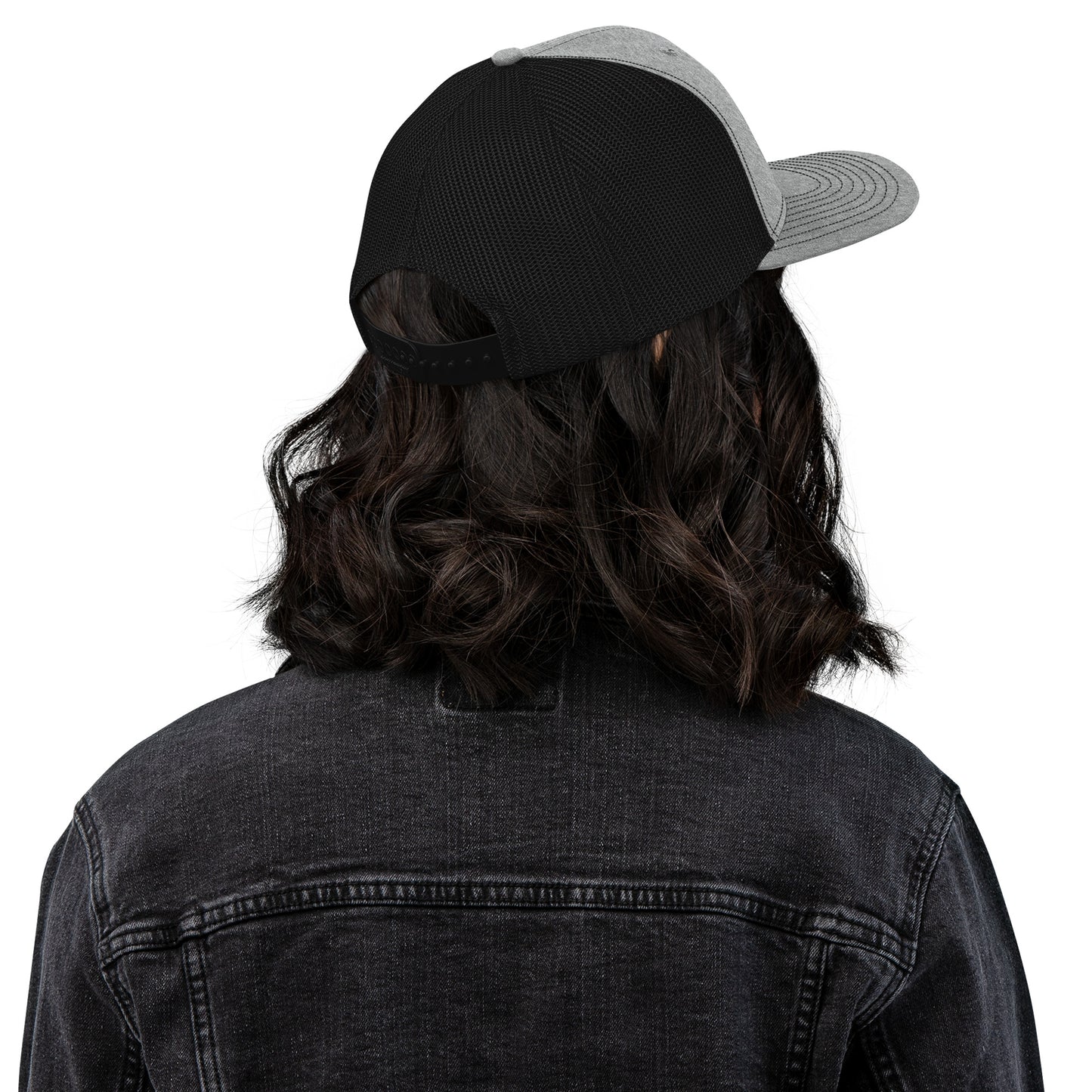 Heather grey and black OB DANGEROY trucker cap with embroidered design, snapback style, suitable for gym and streetwear.