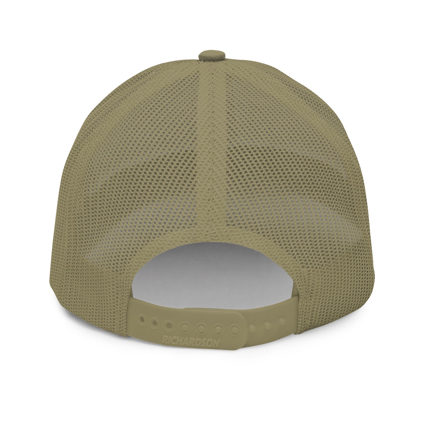 OB DANGEROUS OBD62 embroidered trucker cap in olive green with snapback design, suitable for gym and streetwear styles.