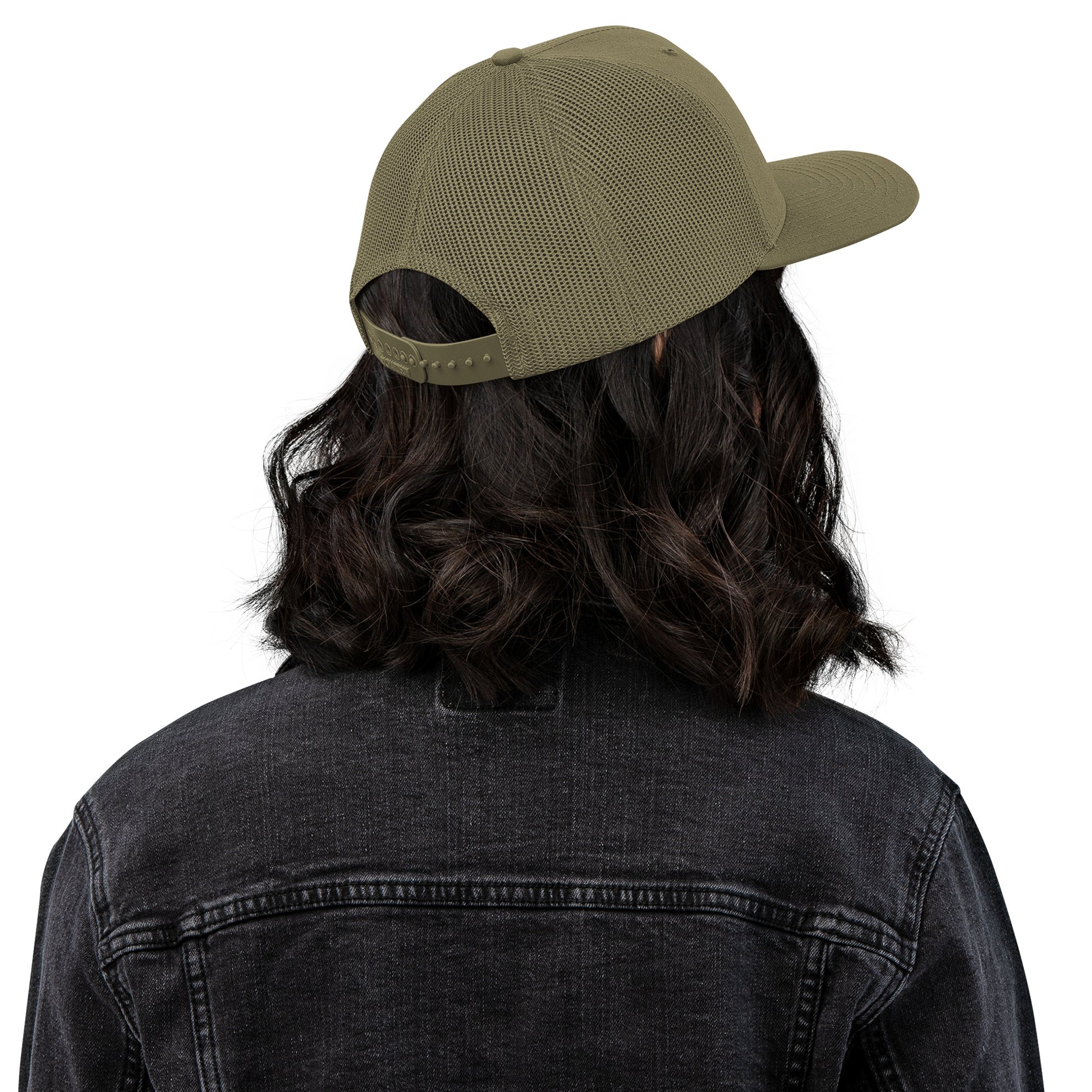 OB DANGEROUS OBD62 embroidered trucker cap in loden green with snapback closure, suitable for gym, street, and casual wear.