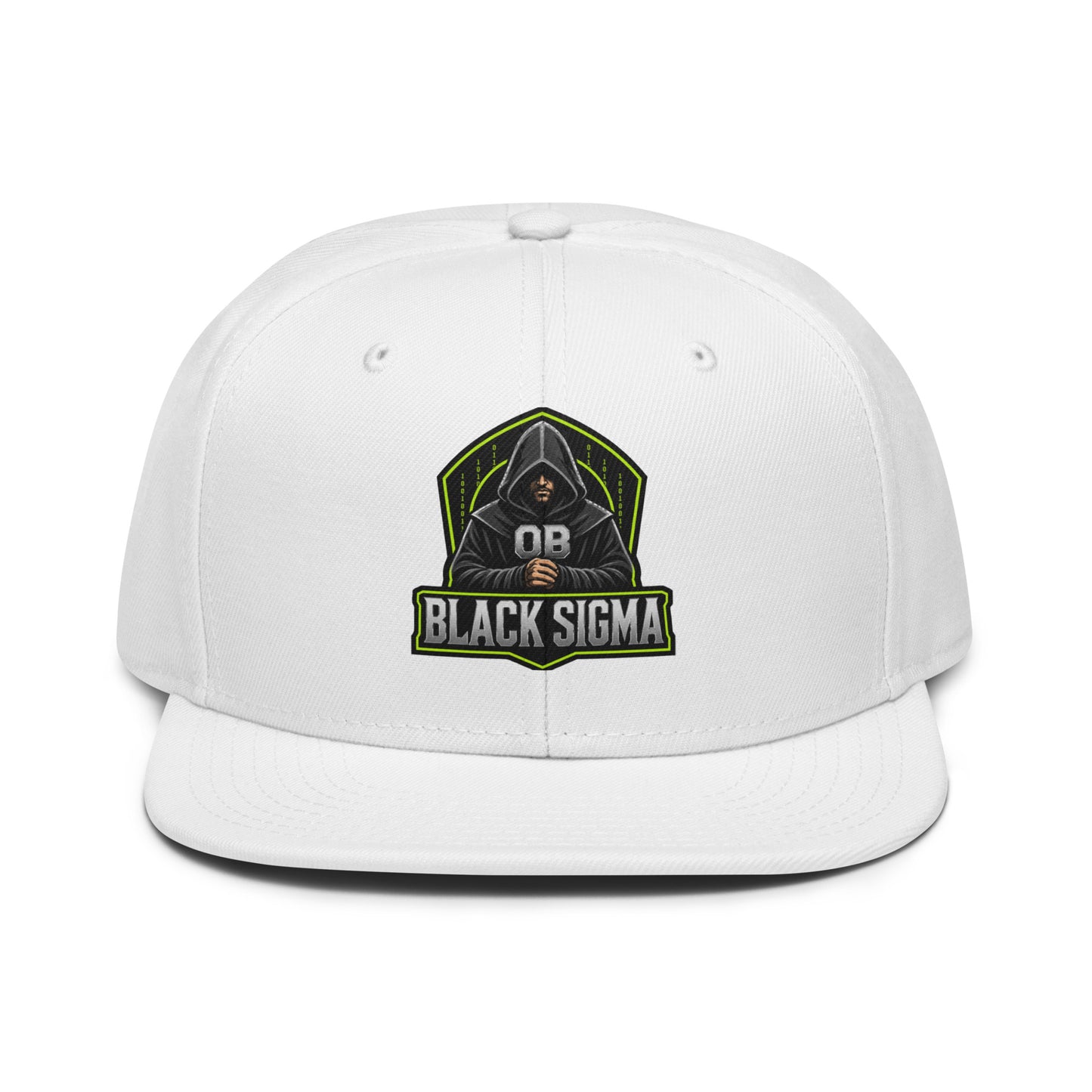 White Sigma OBD Dangerous embroidery snapback hat featuring black front design, gym and street style, adjustable athletic cap