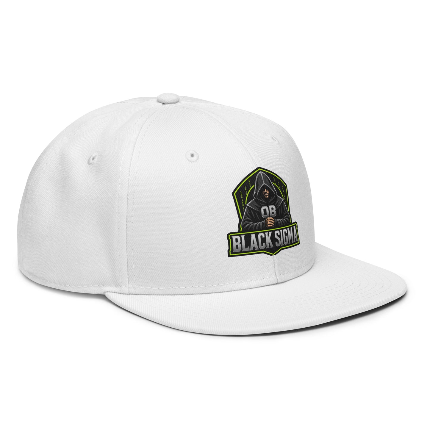 Black Sigma OBD Dangerous embroidered snapback hat with white front panel, designed for gym and streetwear styles.