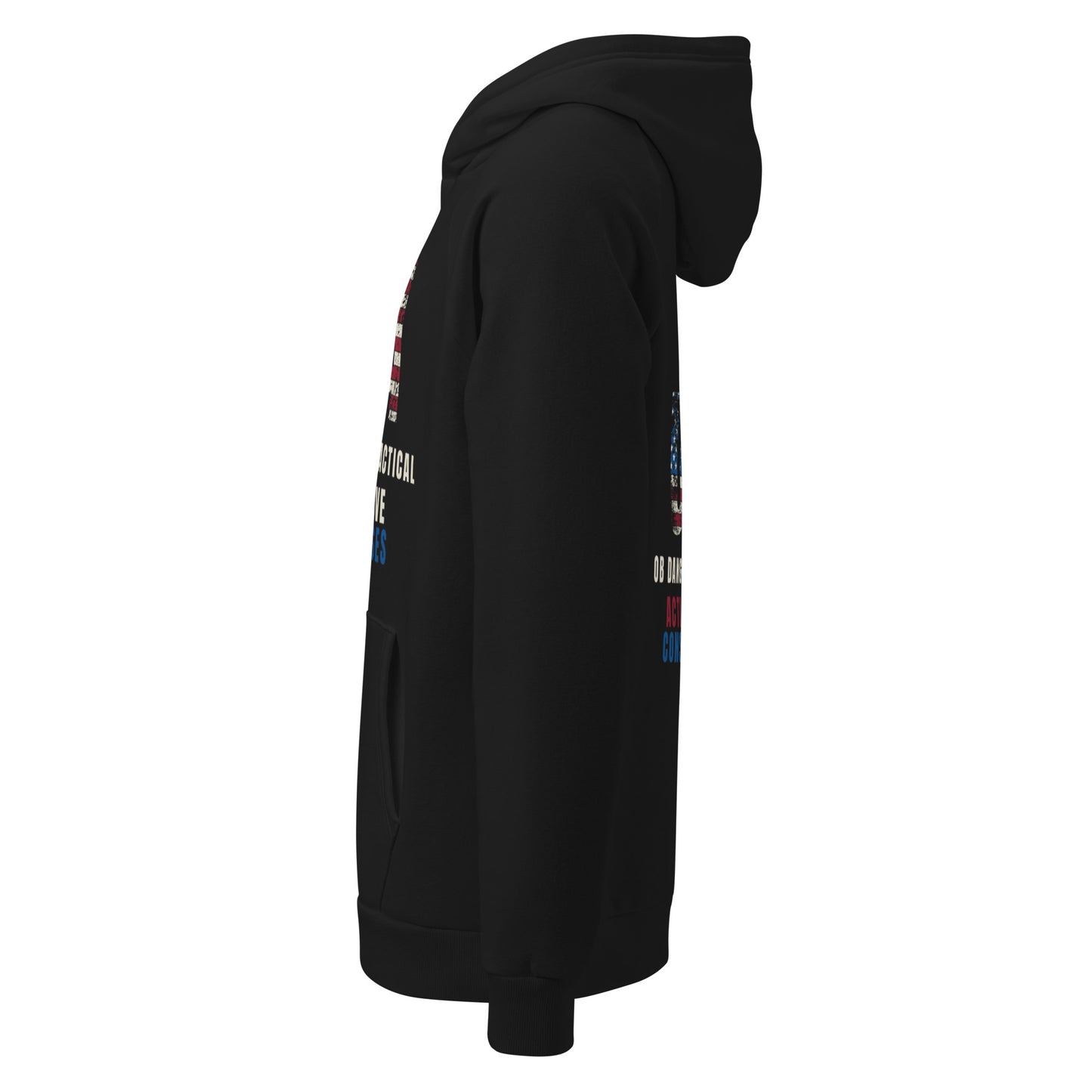 Black Under Armour hoodie featuring "Actions Have Consequences" print, designed for gym, street, and casual wear.