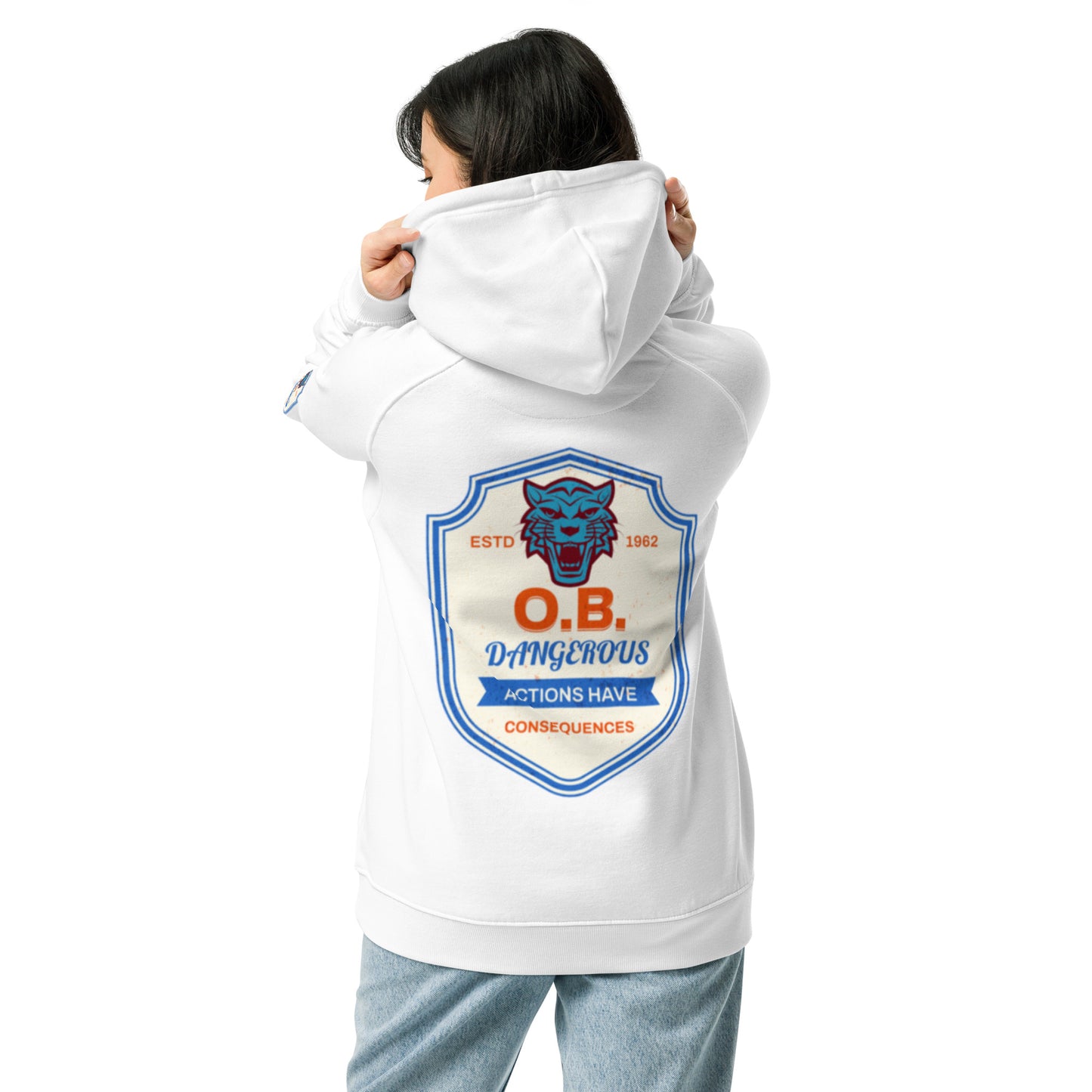 OBDanger Wolf Head Logo Unisex eco raglan hoodie
