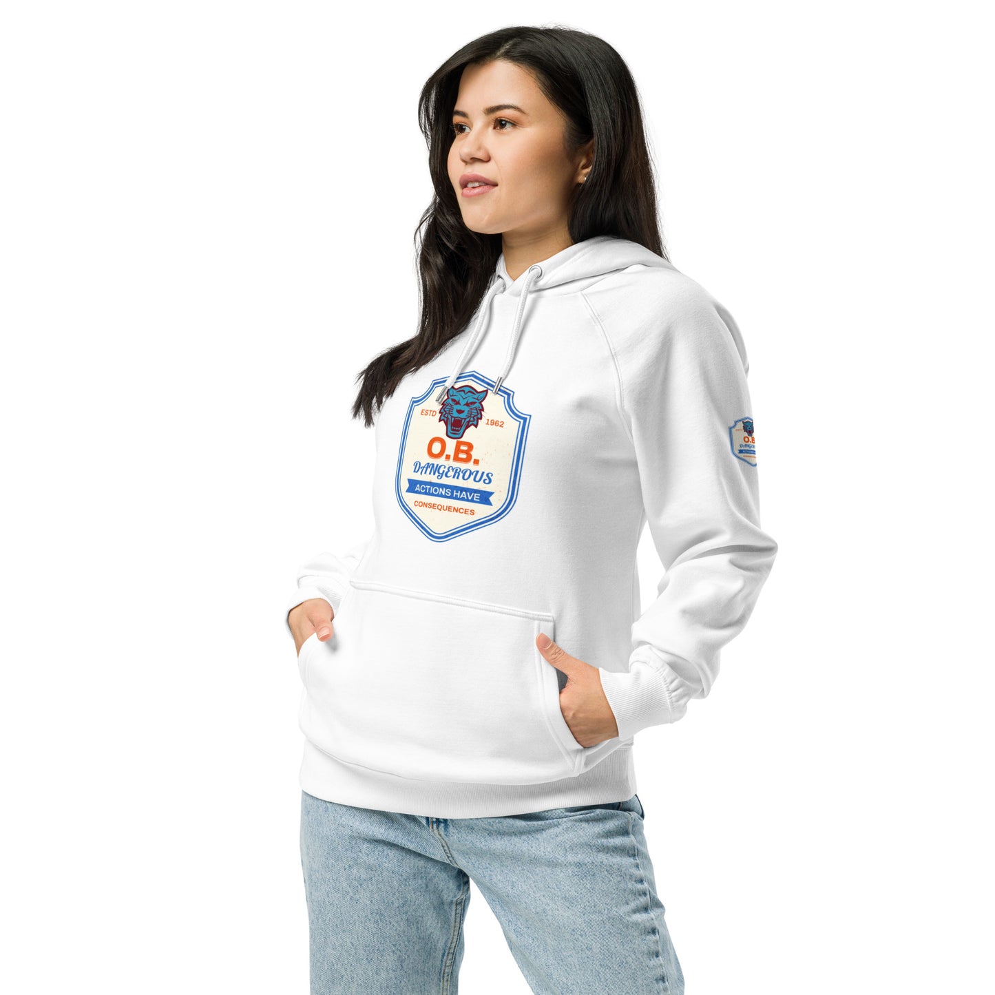 OBDanger Wolf Head Logo Unisex eco raglan hoodie