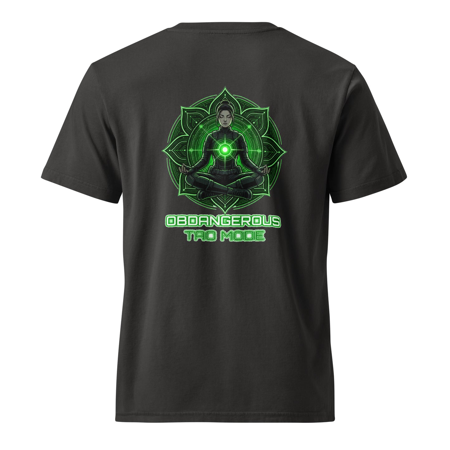 OB DANGEROUS OBD Tao unisex garment dyed Creator 2.0 vintage black T-shirt with back design, made for gym and streetwear styles.