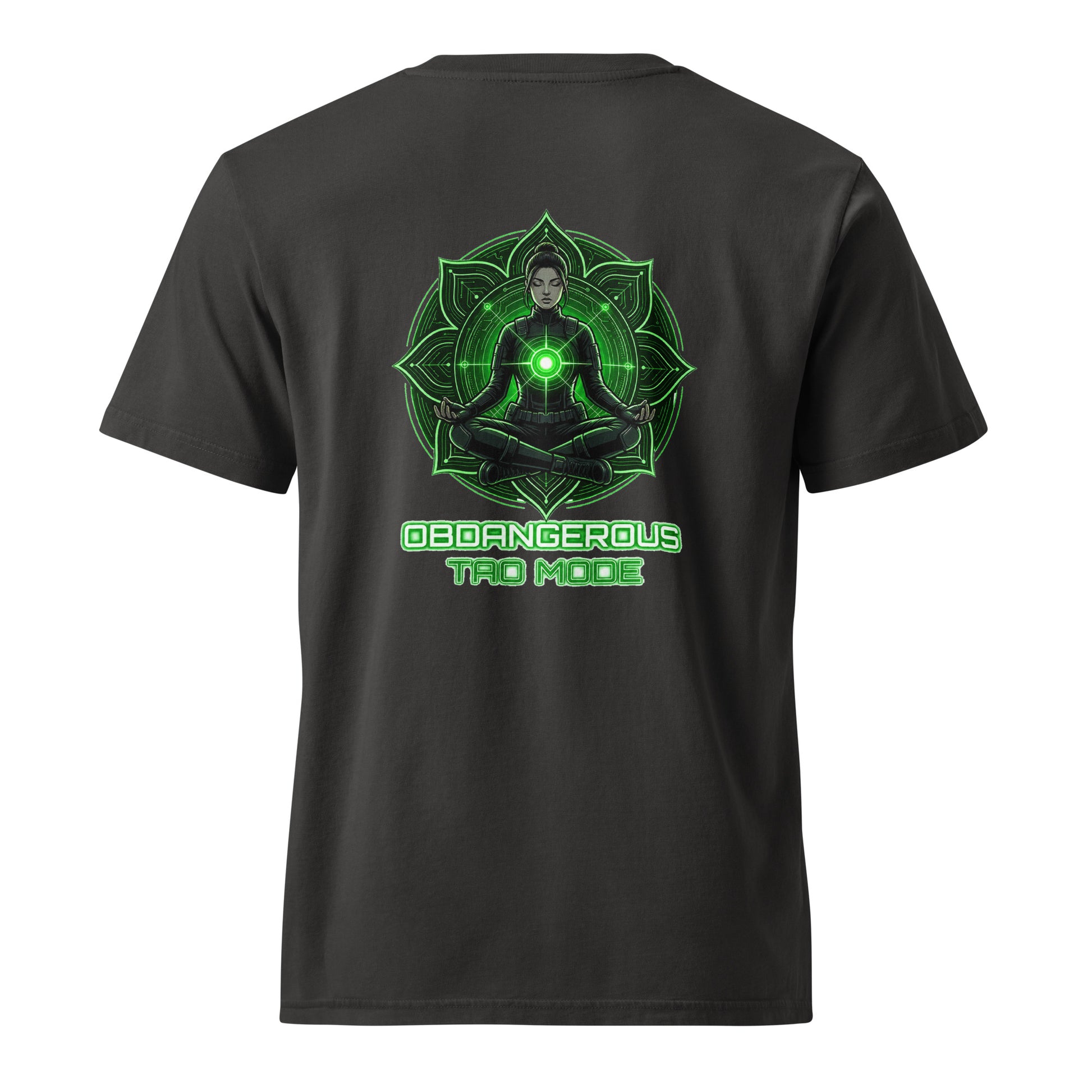 OB DANGEROUS OBD Tao unisex garment dyed Creator 2.0 vintage black T-shirt with back design, made for gym and streetwear styles.