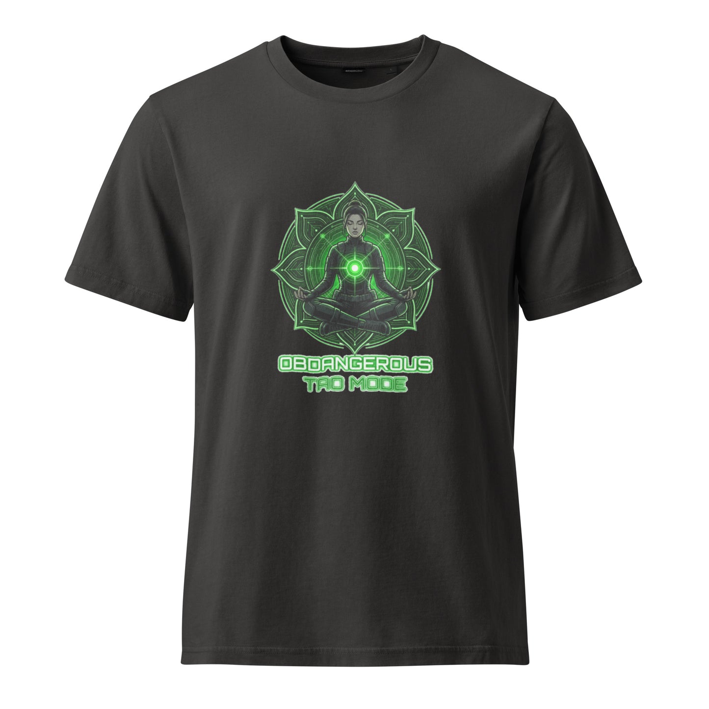 Unisex black garment-dyed vintage T-shirt by OB DANGEROUS, featuring a casual streetwear style and comfortable fit.