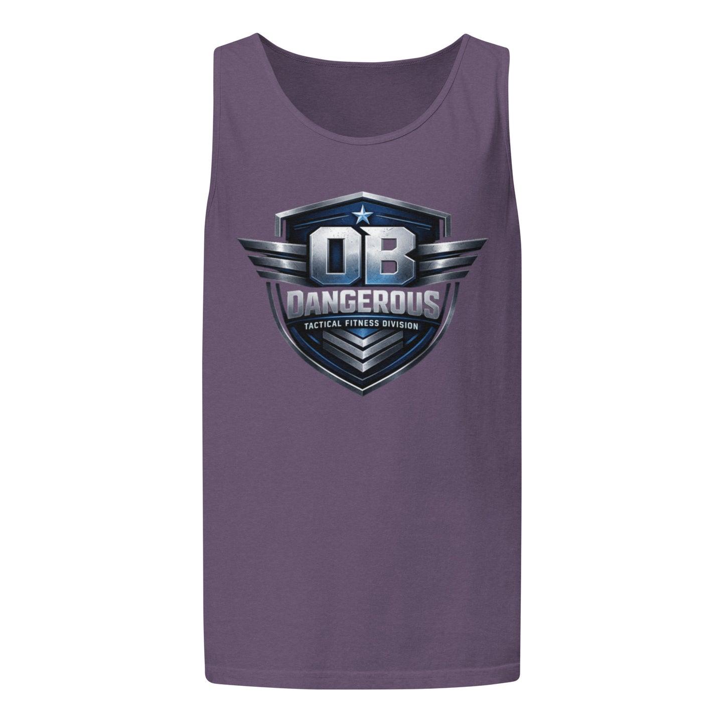 Unisex garment-dyed tank top by OB DANGEROUS, featuring a casual design in grape color, ideal for gym and street wear.