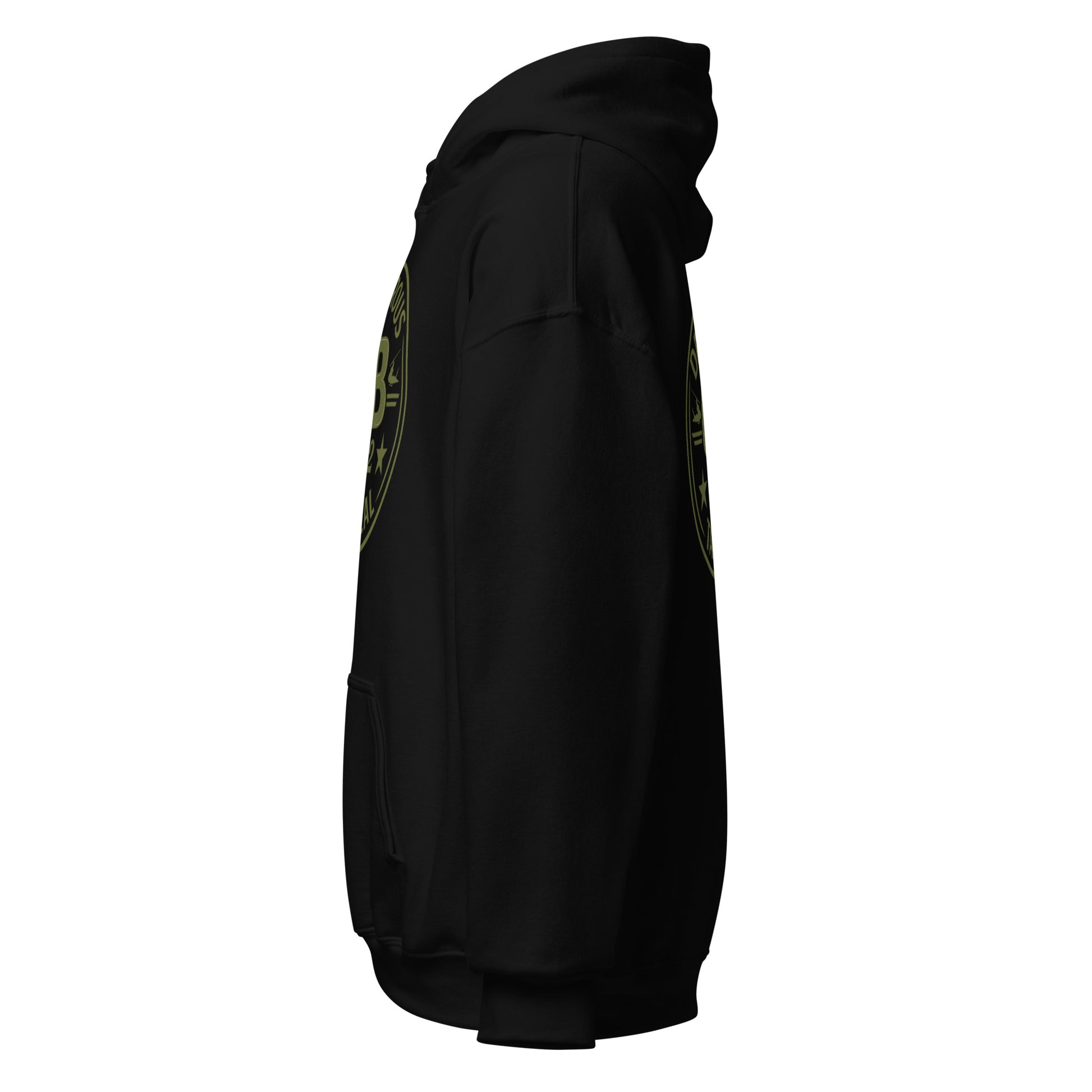 Black unisex hoodie from OB DANGEROUS featuring bold graphic design, suitable for gym, streetwear, and casual wear.