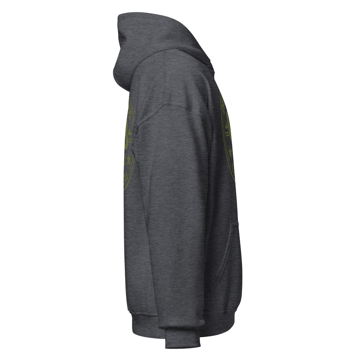 Dark heather unisex hoodie by OB DANGEROUS, designed for gym and street wear, featuring a casual, comfortable fit and bold style.