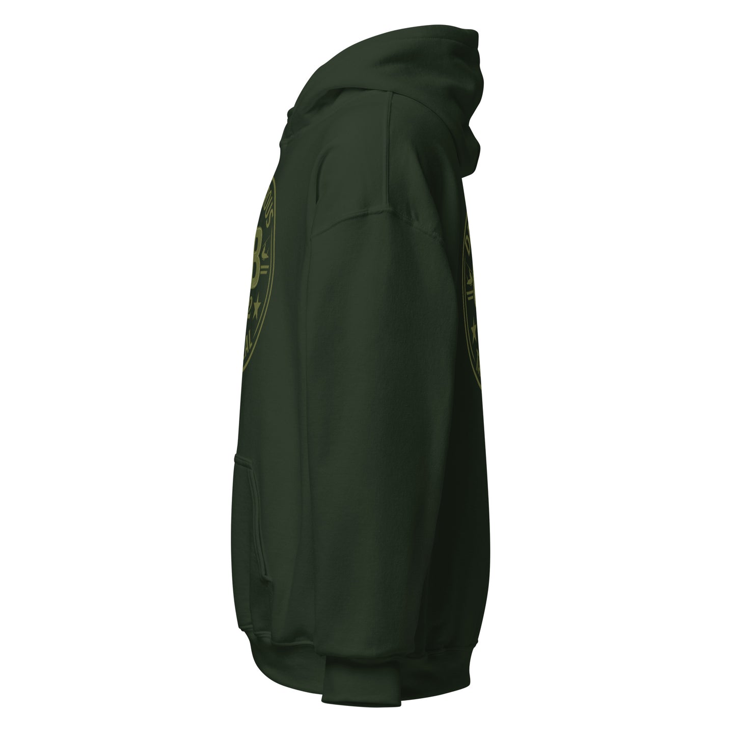 Forest green unisex hoodie by OB DANGEROUS, made from heavy blend fabric, featuring a casual design for gym, street, and everyday wear.