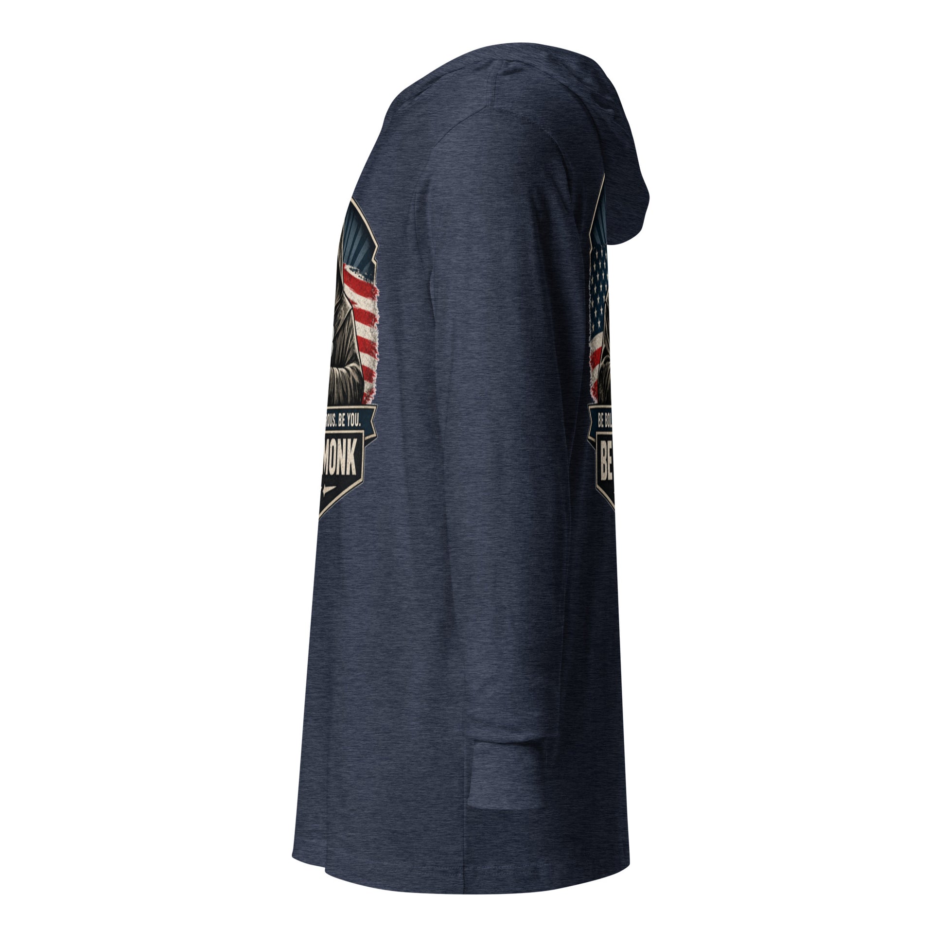 Unisex navy Heather long-sleeve hoodie T-shirt by OB DANGEROUS, featuring a casual fit with a hood and long sleeves.