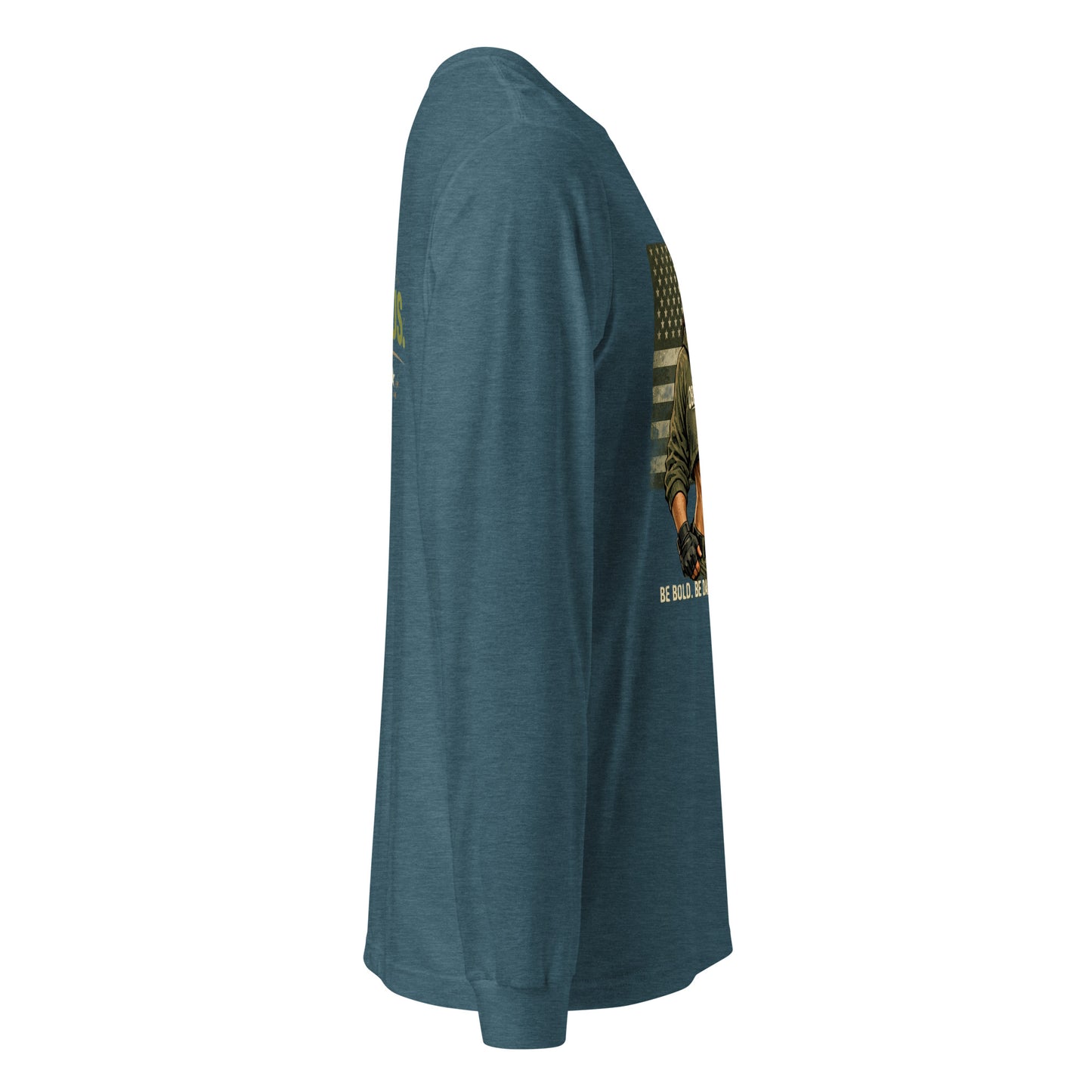 Unisex Heather Deep Teal long sleeve T-shirt from Be Bold Be Dangerous by OB DANGEROUS, designed for gym and streetwear.