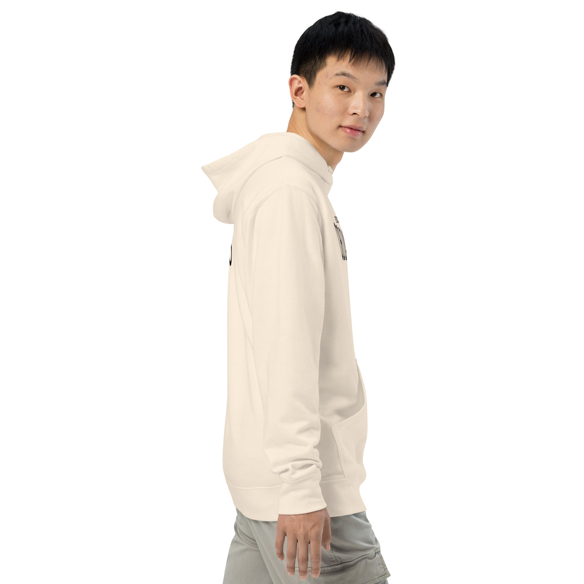 Unisex midweight tactical hoodie by OB DANGEROUS, in bone color, featuring a comfortable fit and casual streetwear style.
