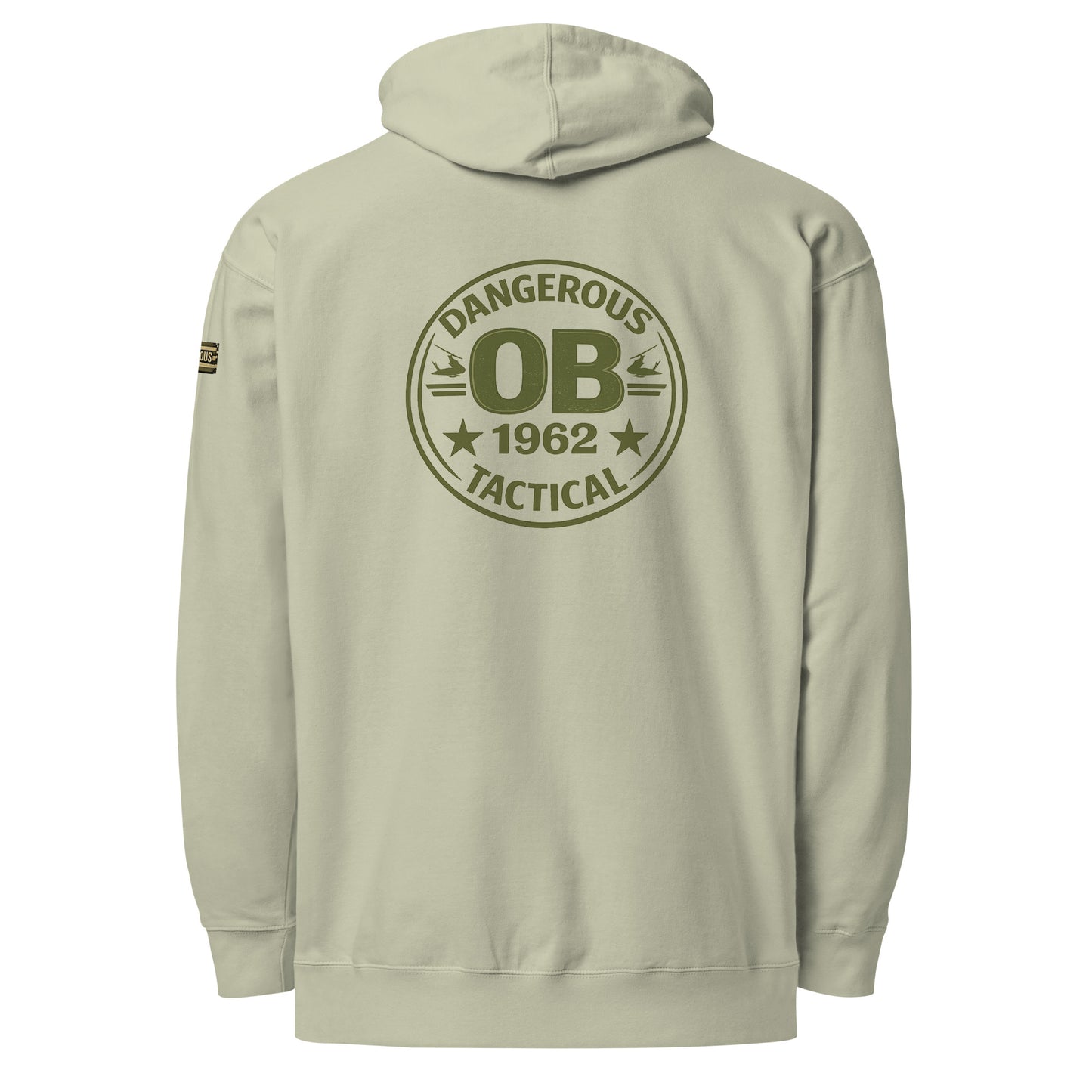 Unisex dusty sage midweight hoodie by OB DANGEROUS, featuring a casual design perfect for gym, street, and everyday wear.