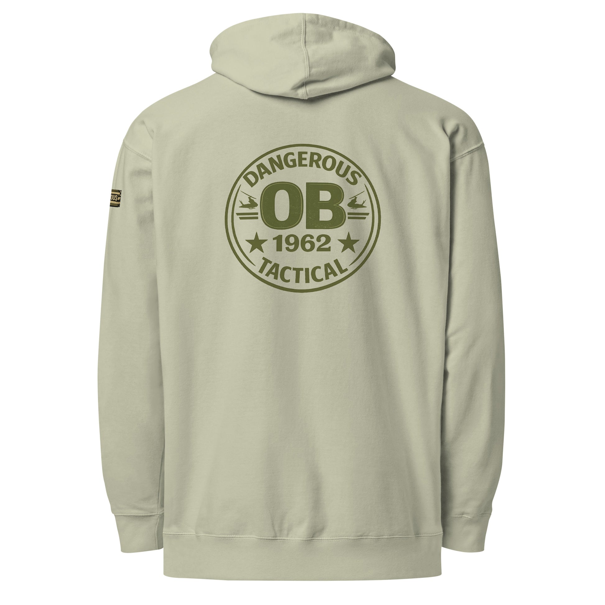 Unisex dusty sage midweight hoodie by OB DANGEROUS, featuring a casual design perfect for gym, street, and everyday wear.