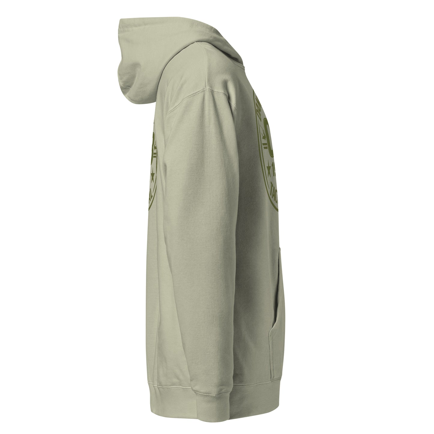 Unisex dusty sage midweight hoodie by OB DANGEROUS, featuring a comfortable fit and casual style for gym and street wear.