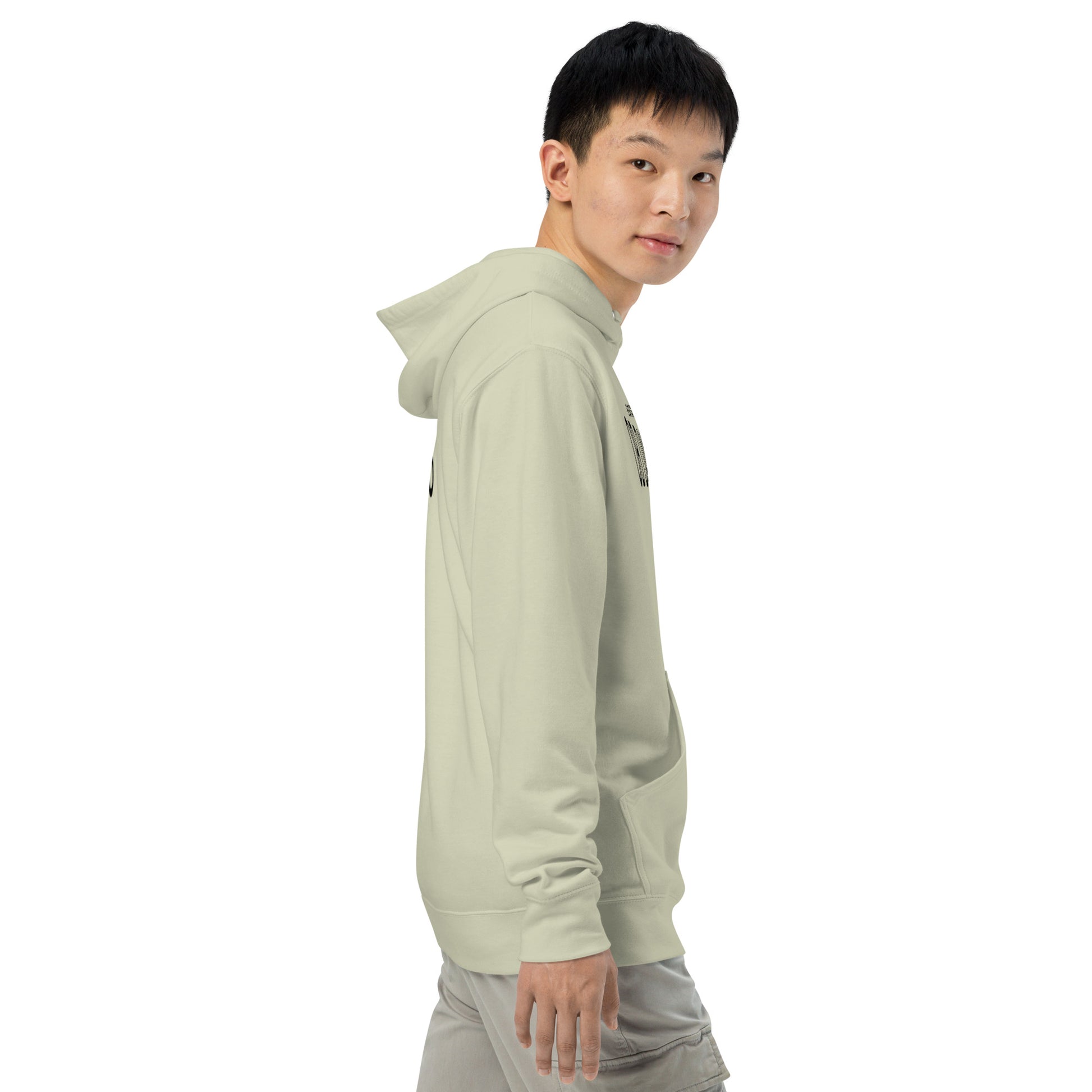 Unisex dusty sage midweight hoodie by OB DANGEROUS, casual streetwear with a relaxed fit and minimalist design.