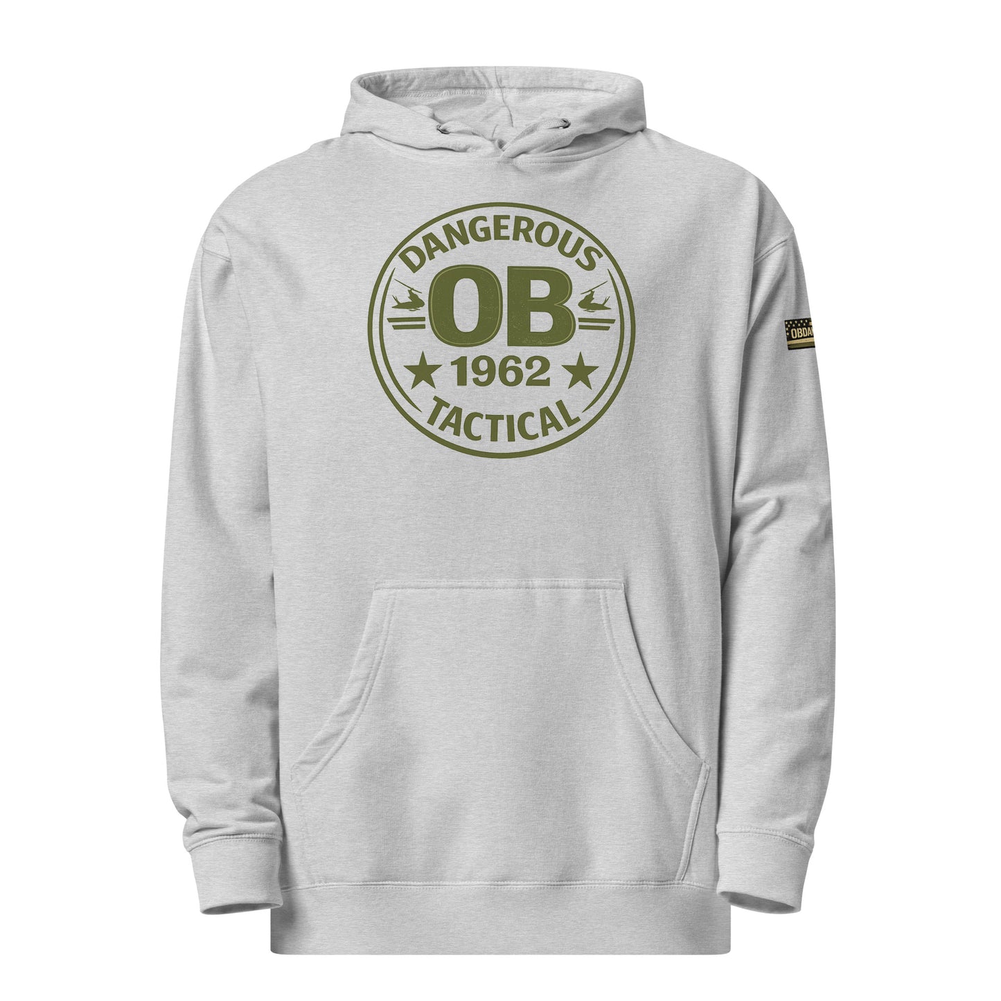 Grey Heather unisex midweight hoodie by OB DANGEROUS featuring a casual fit, perfect for gym, street, and everyday wear.