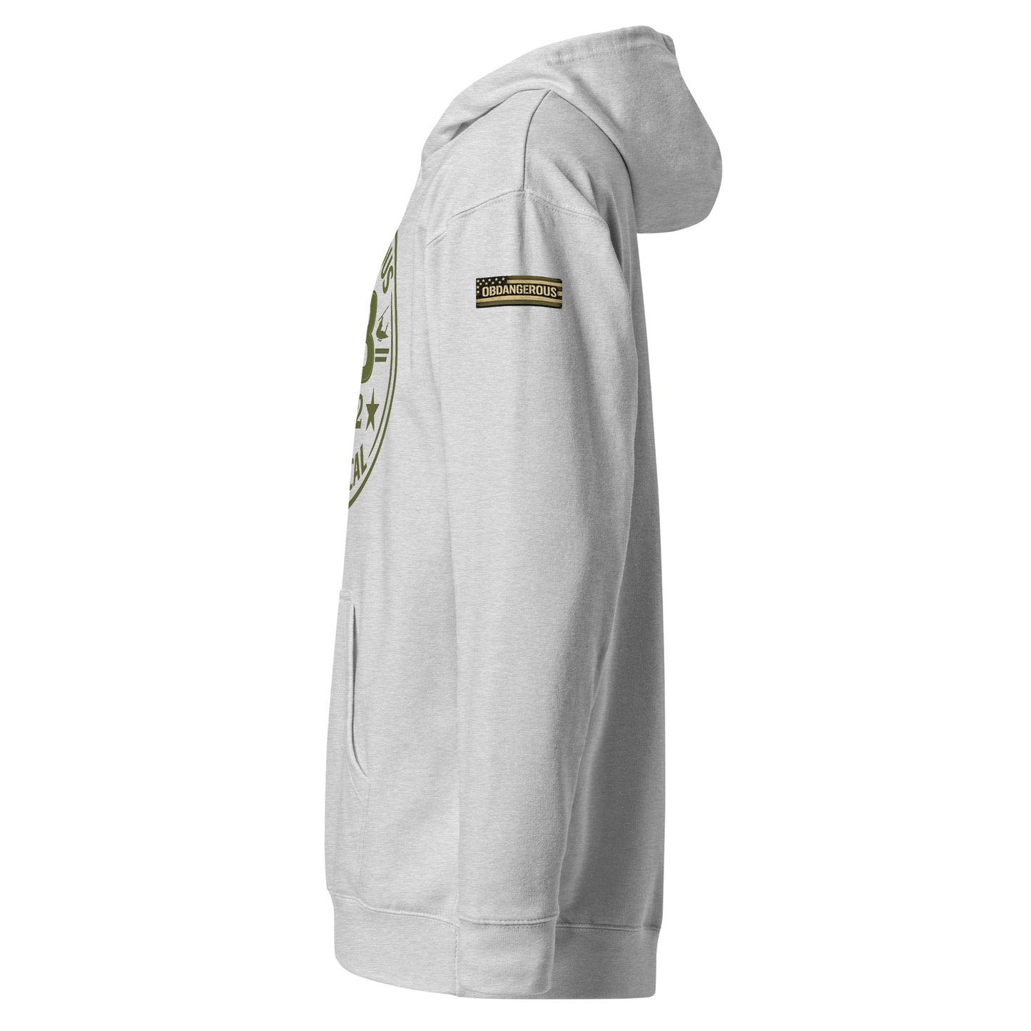 Unisex grey Heather midweight hoodie by OB DANGEROUS, featuring a casual fit and stylish design for gym and streetwear.