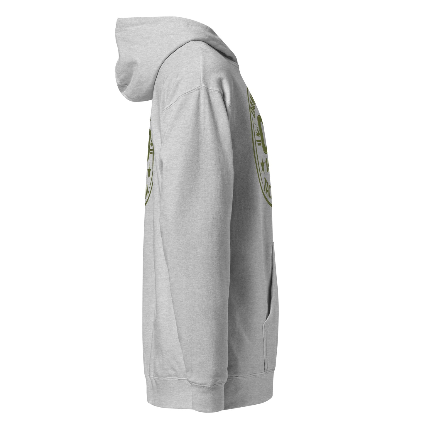Unisex grey Heather Retro OBDangerous Midweight hoodie with logo design, suitable for gym, street, and casual wear.