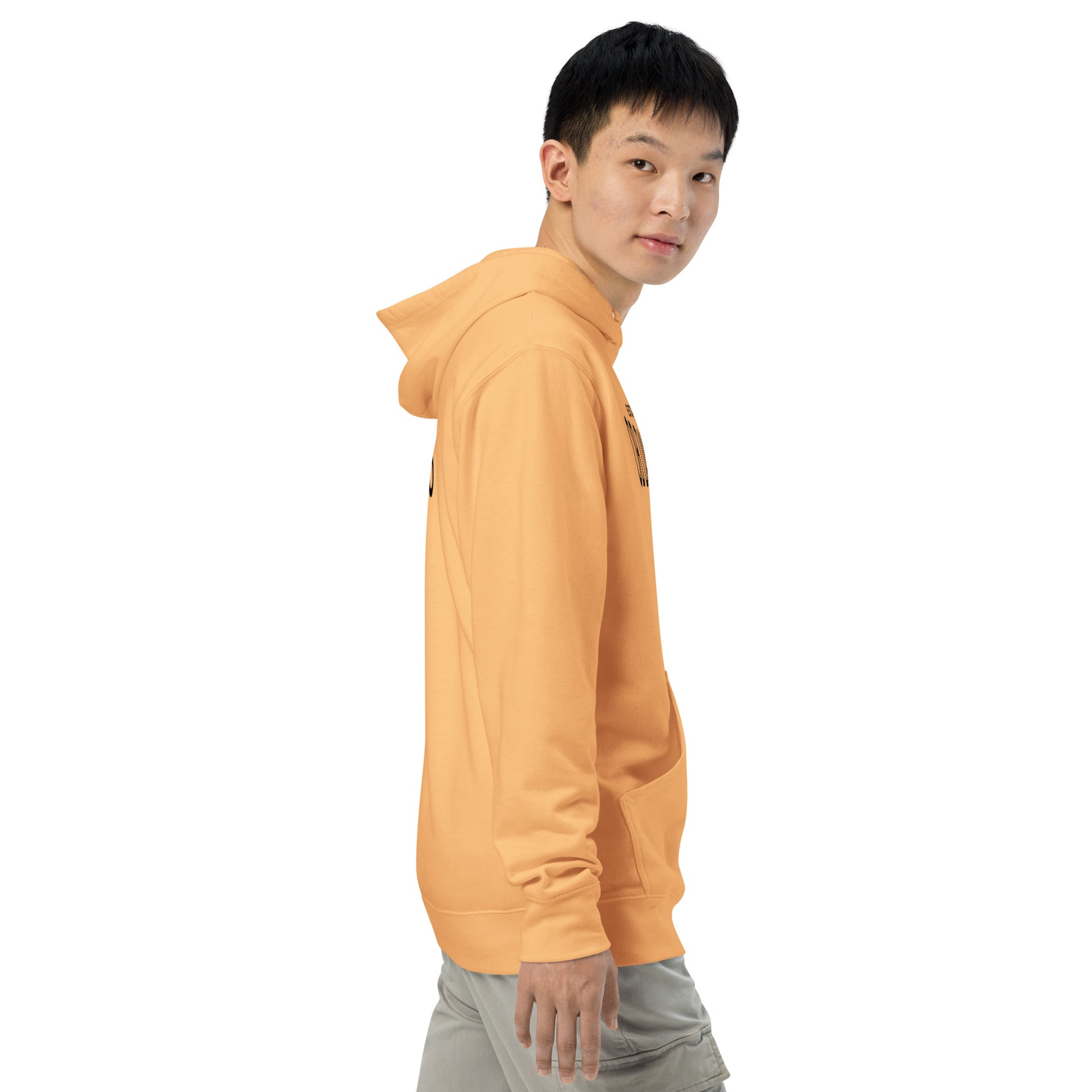 Unisex peach midweight hoodie by OB DANGEROUS with tactical design, suitable for gym, street, and casual wear.