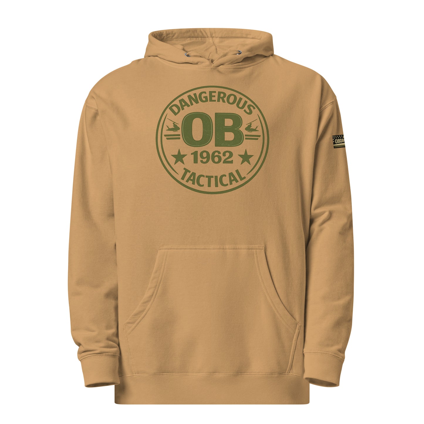 Unisex sandstone midweight hoodie by OB DANGEROUS featuring a casual fit, designed for gym, street, and everyday wear.