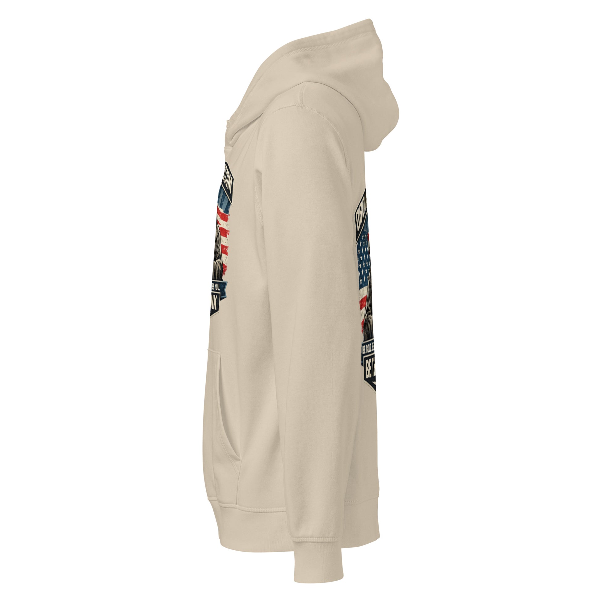 Unisex organic mid-weight hoodie by OB DANGEROUS featuring a desert dust color, casual style, designed for gym and street wear.